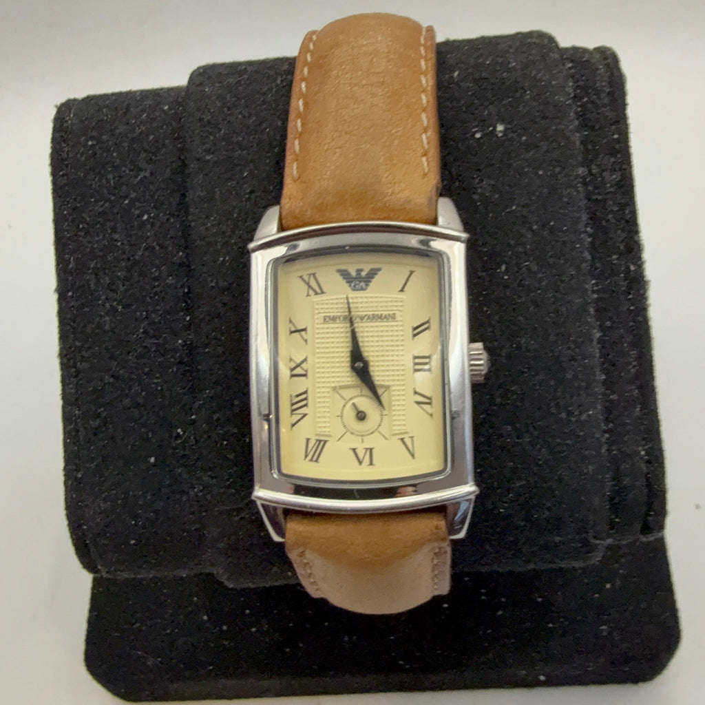 Emporio Armani AR-0236 Ladies Rectangular Leather Strap Quartz Watch (Fully Tested and Working)- £30.00