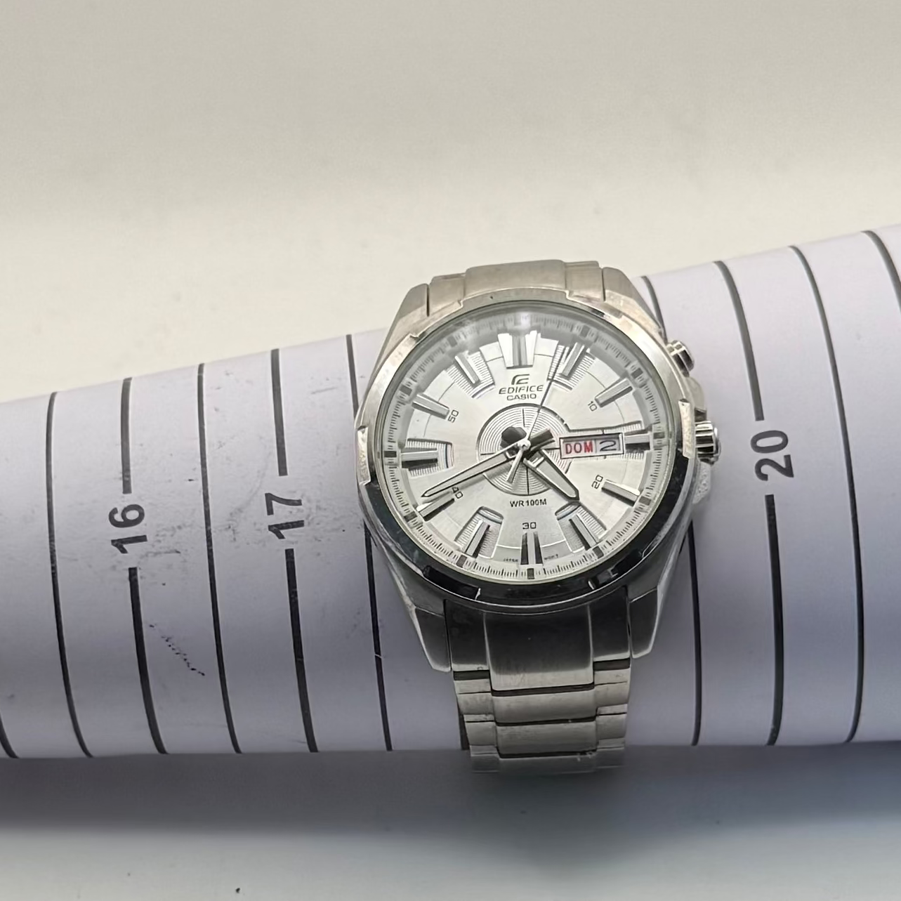 Casio Edifice EFR-102 Day Date Watch – 45mm | 19cm Bracelet | Stainless Steel Classic- £70.00
