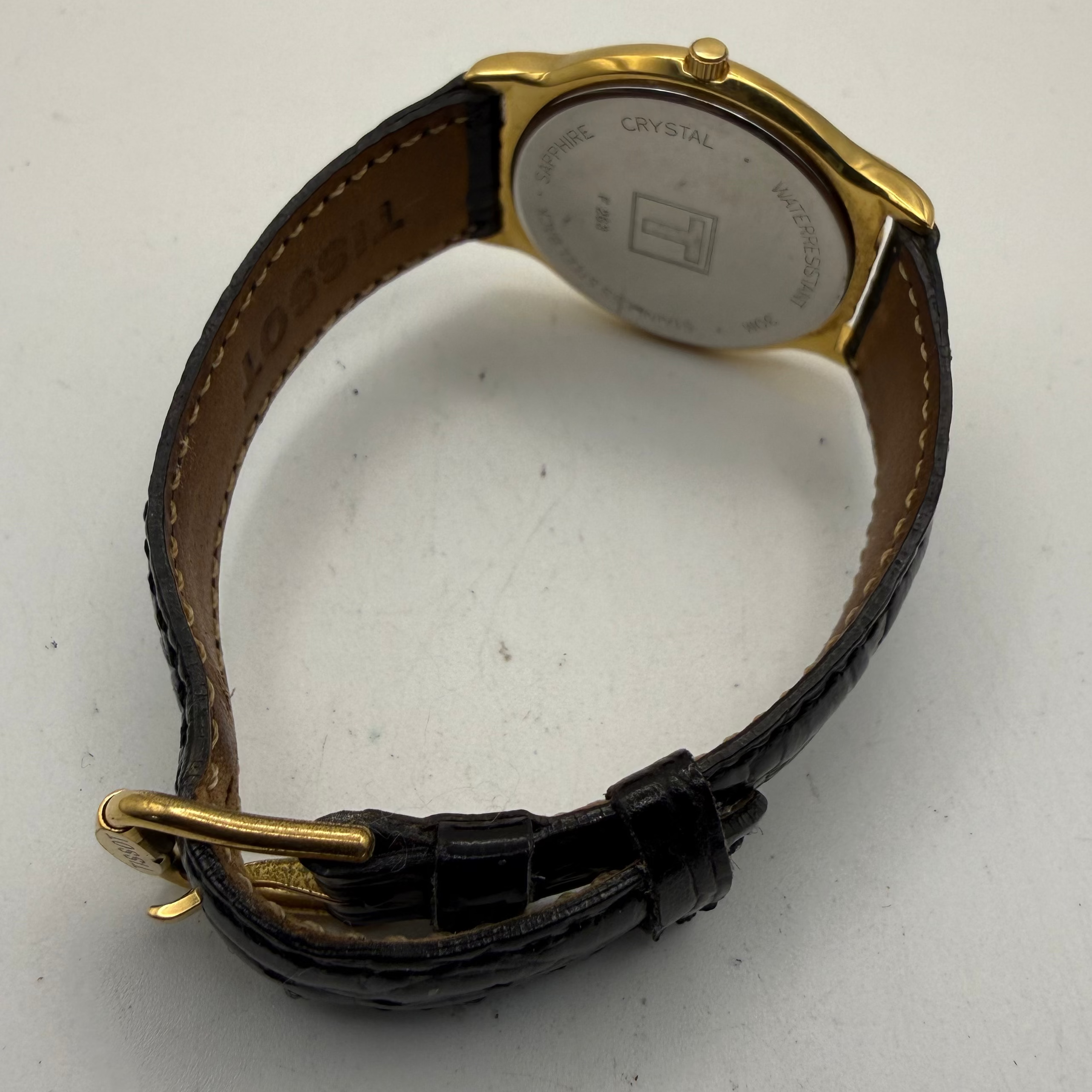 Tissot F263 Gold Plated White Roman Dial Quartz Date Men's Watch- £120.00