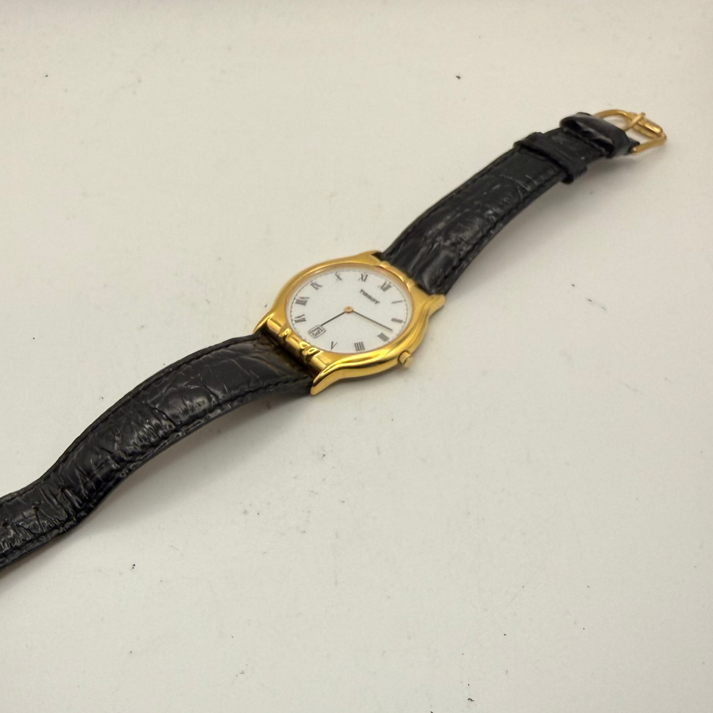 Tissot F263 Gold Plated White Roman Dial Quartz Date Men's Watch- £120.00