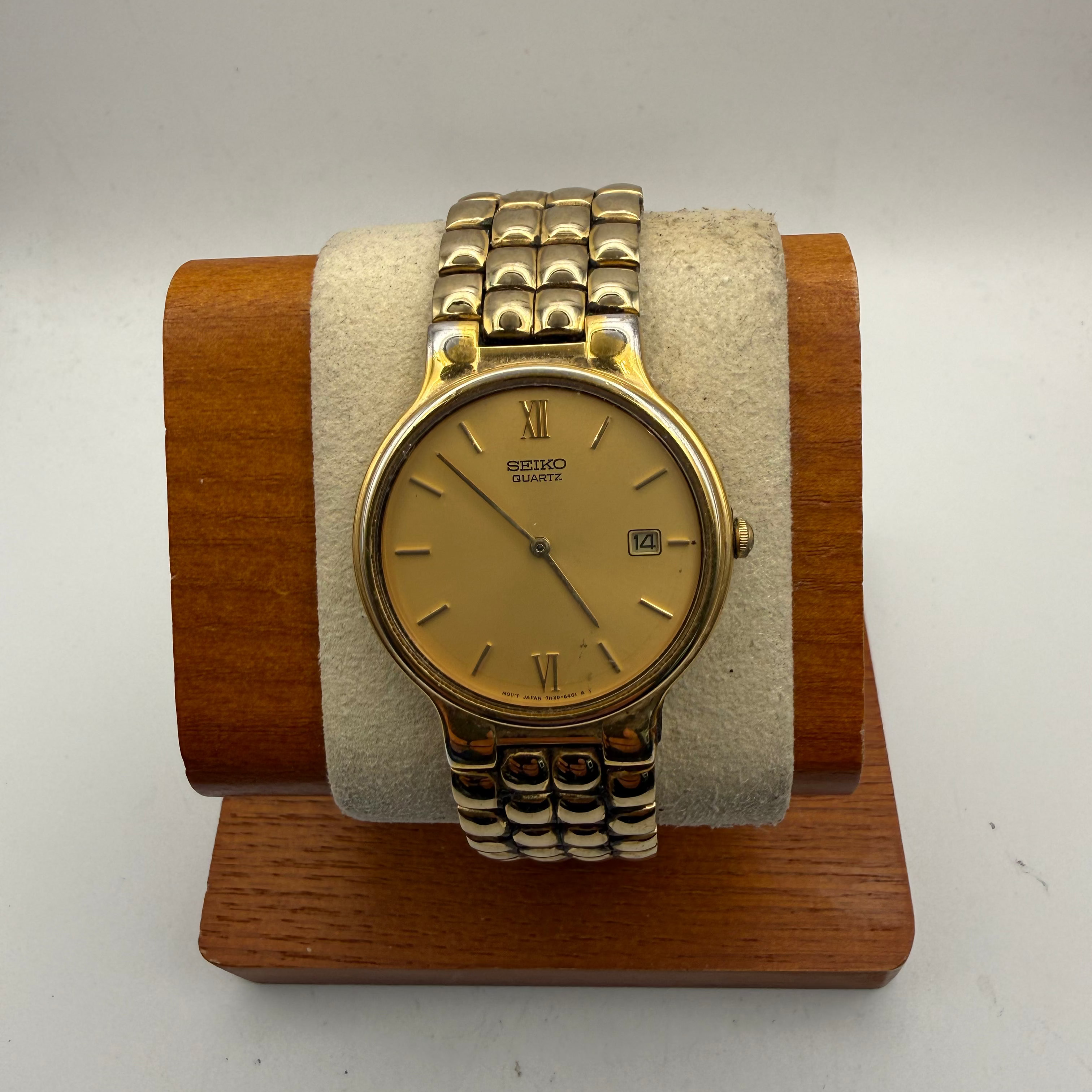 Vintage Seiko Quartz 7N29-6201 Gold Tone Date Watch 35mm Men's Classic Dress Watch (Fully Tested and Working)- £60.00