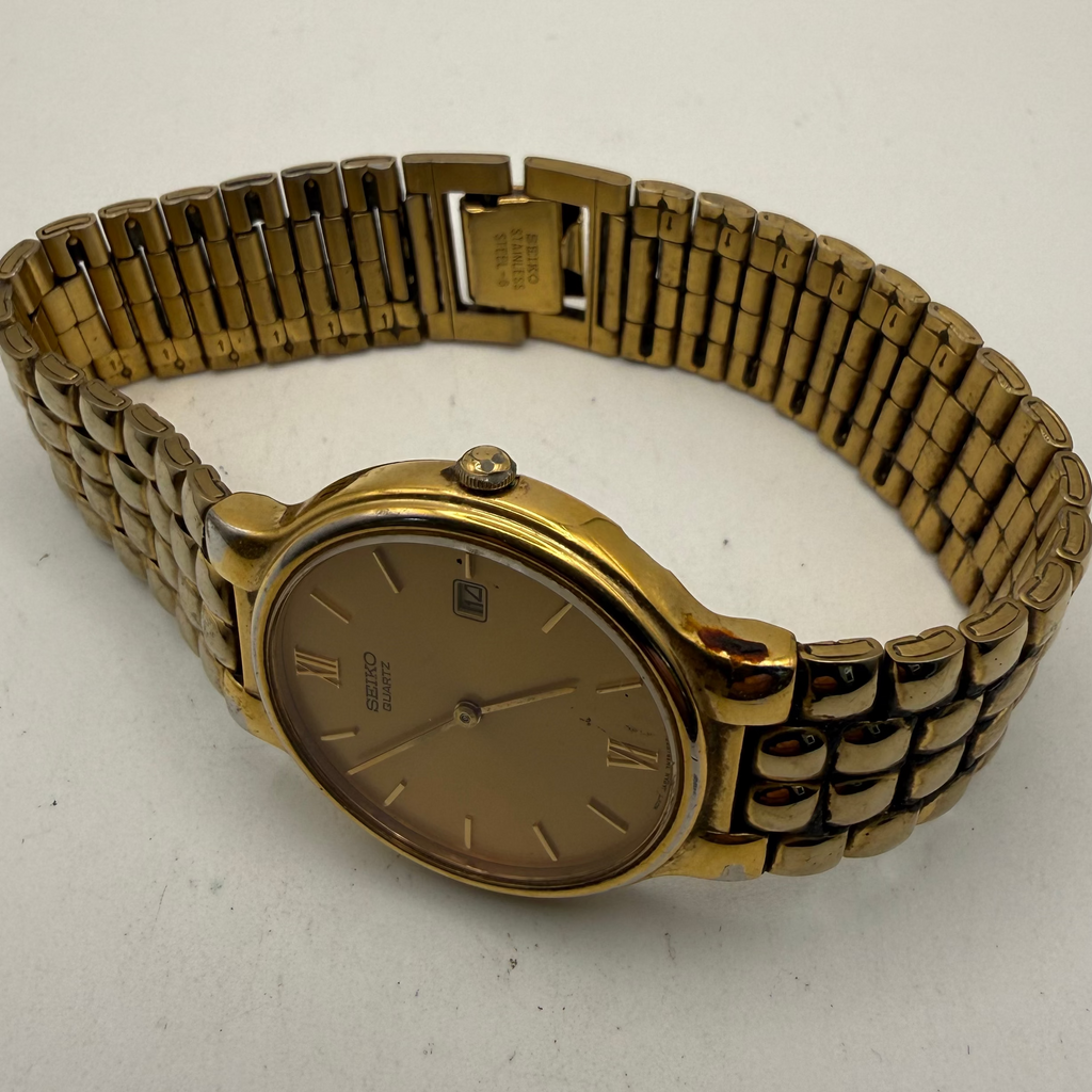 Vintage Seiko Quartz 7N29-6201 Gold Tone Date Watch 35mm Men's Classic Dress Watch (Fully Tested and Working)- £60.00