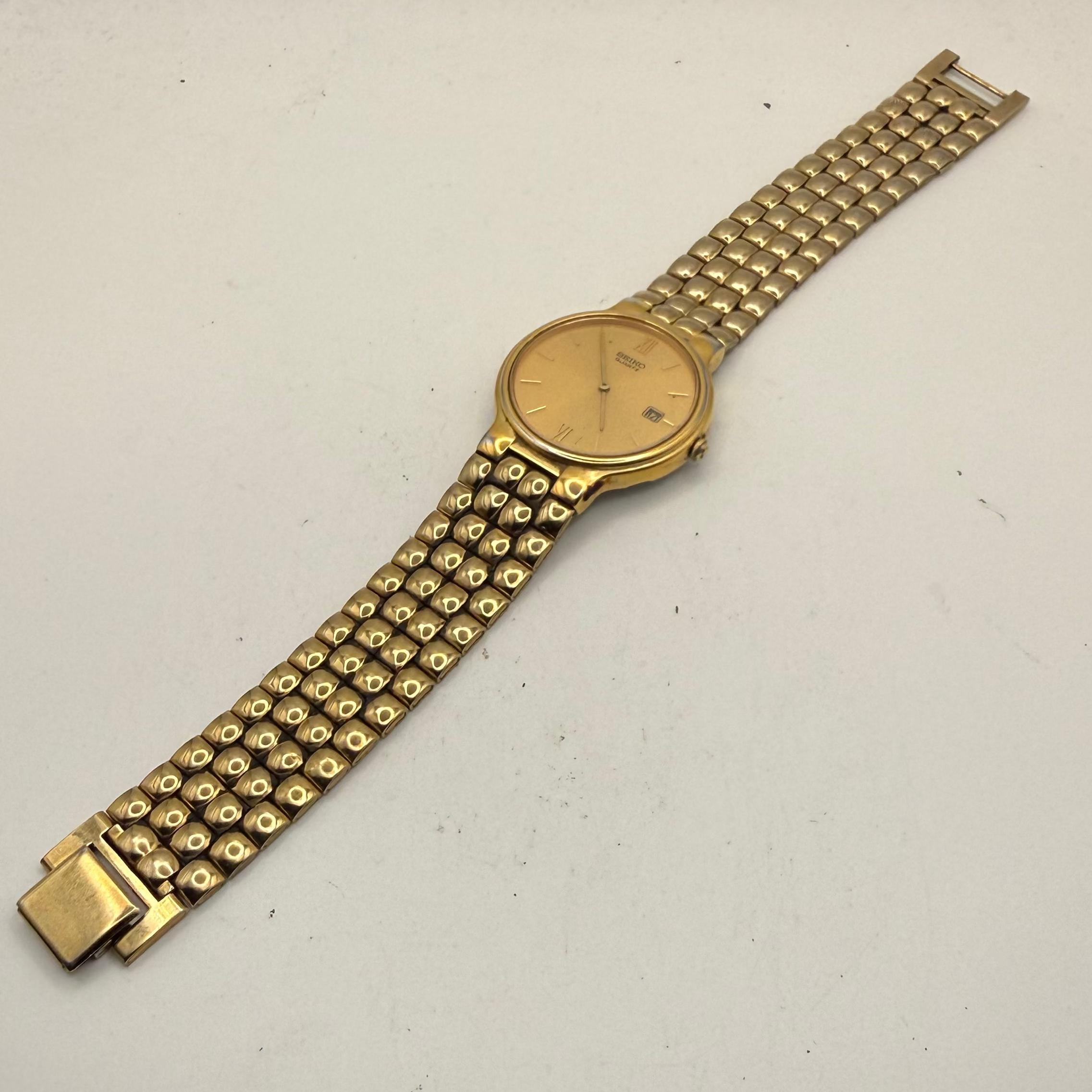 Vintage Seiko Quartz 7N29-6201 Gold Tone Date Watch 35mm Men's Classic Dress Watch (Fully Tested and Working)- £60.00