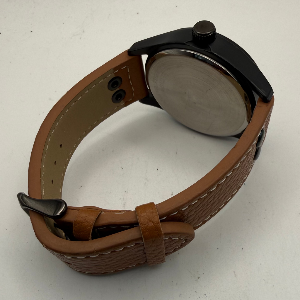 Limit 1912 Aviation Style Pilot Watch 46mm Black Case Brown Leather Strap (Fully Tested and Working)- £28.00