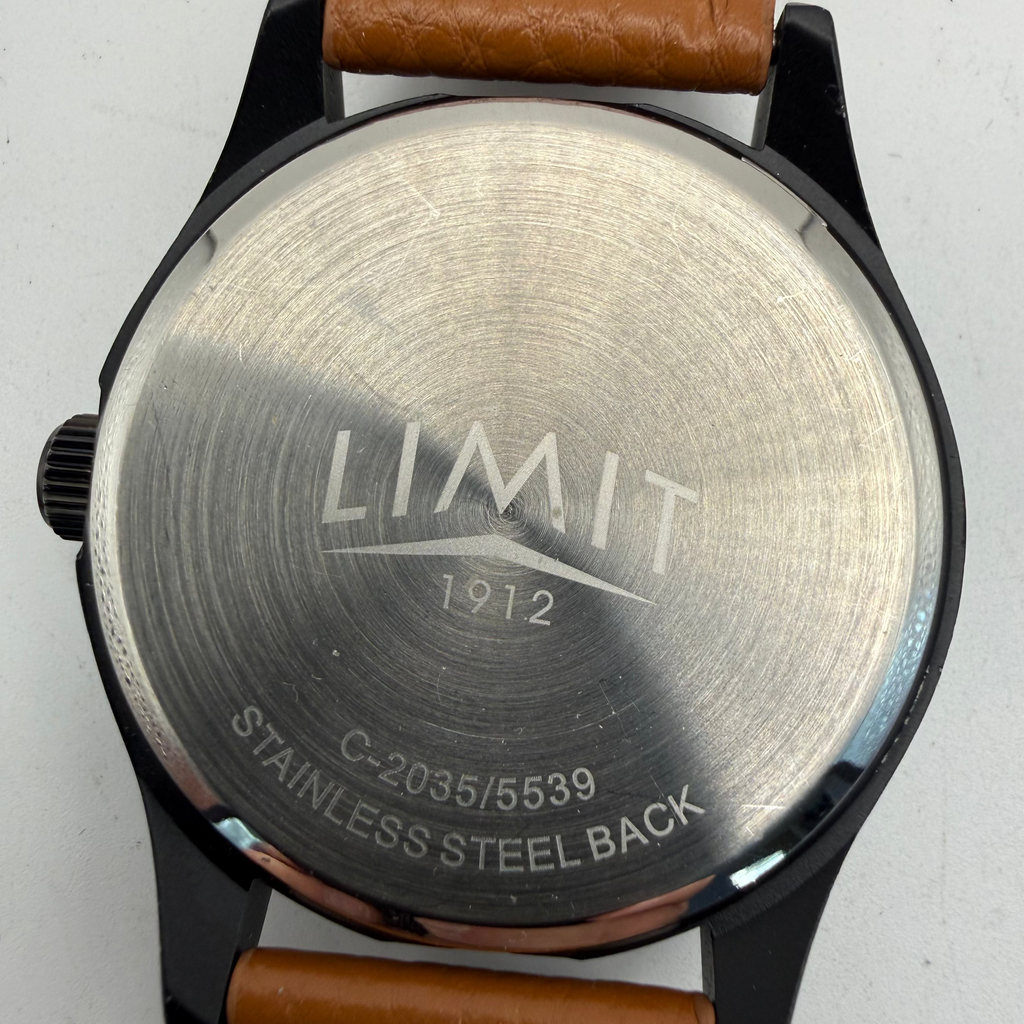 Limit 1912 Aviation Style Pilot Watch 46mm Black Case Brown Leather Strap (Fully Tested and Working)- £28.00