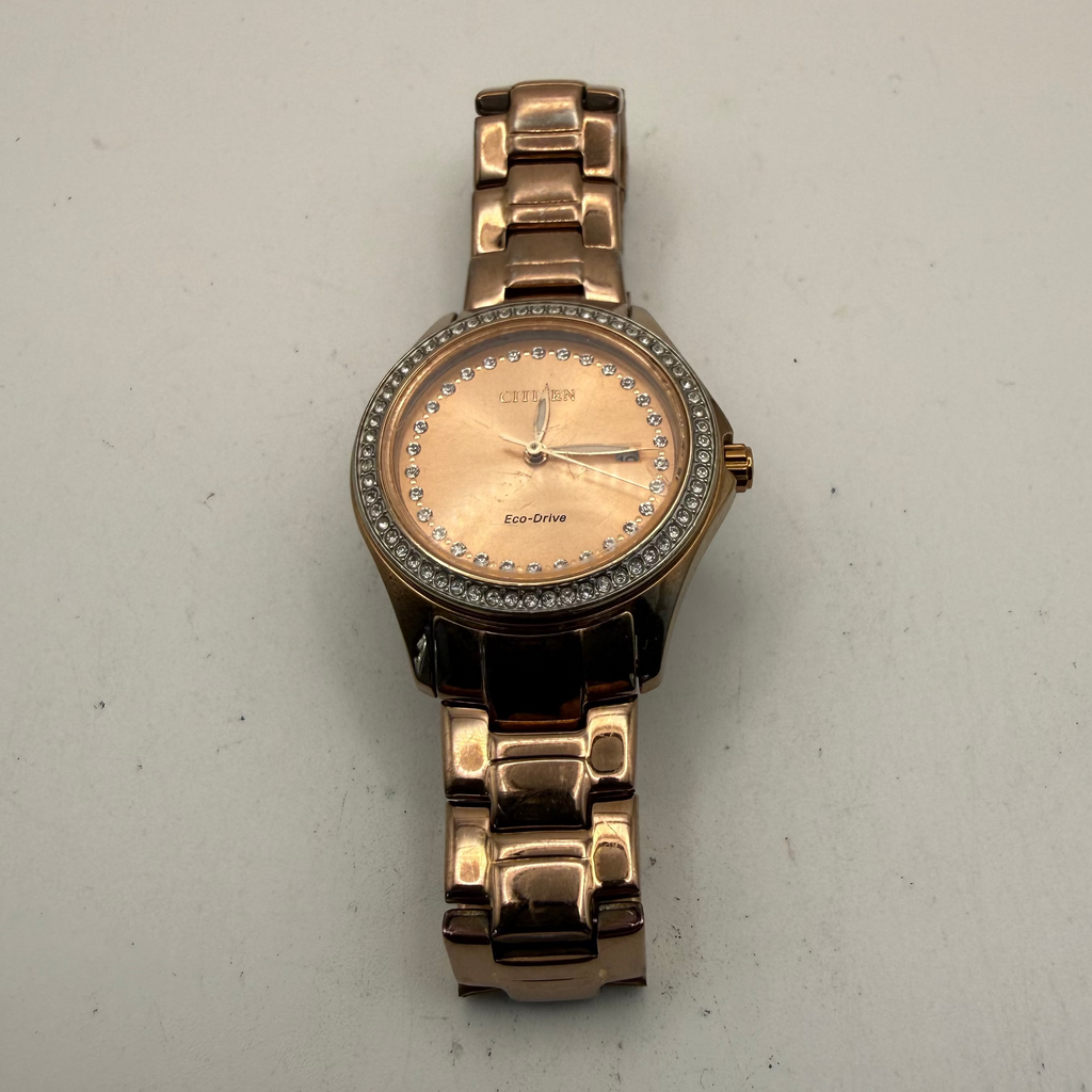Citizen Eco-Drive Rose Gold Tone Crystal Ladies Watch Date Display (Fully Tested and Working)- £40.00