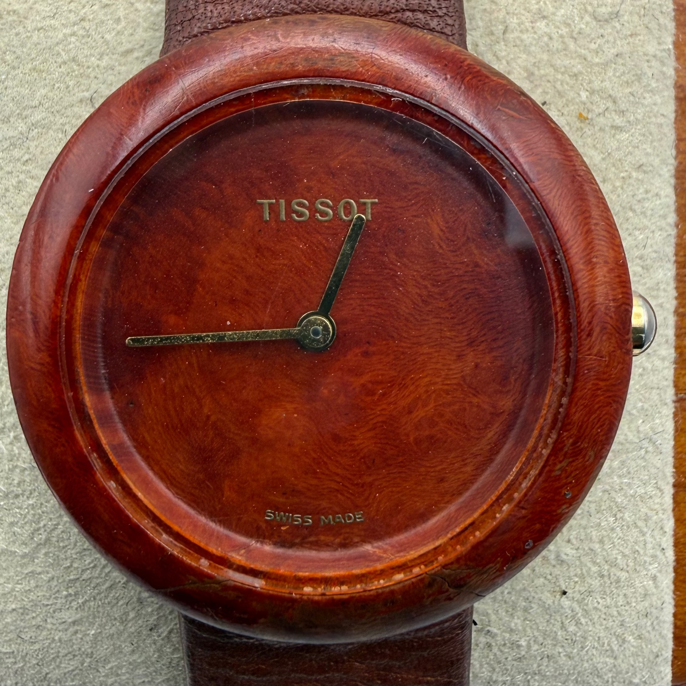 Tissot Woodwatch W150 Swiss Quartz Wooden Case Vintage 33mm Leather Strap (Fully Tested and Working)- £95.00