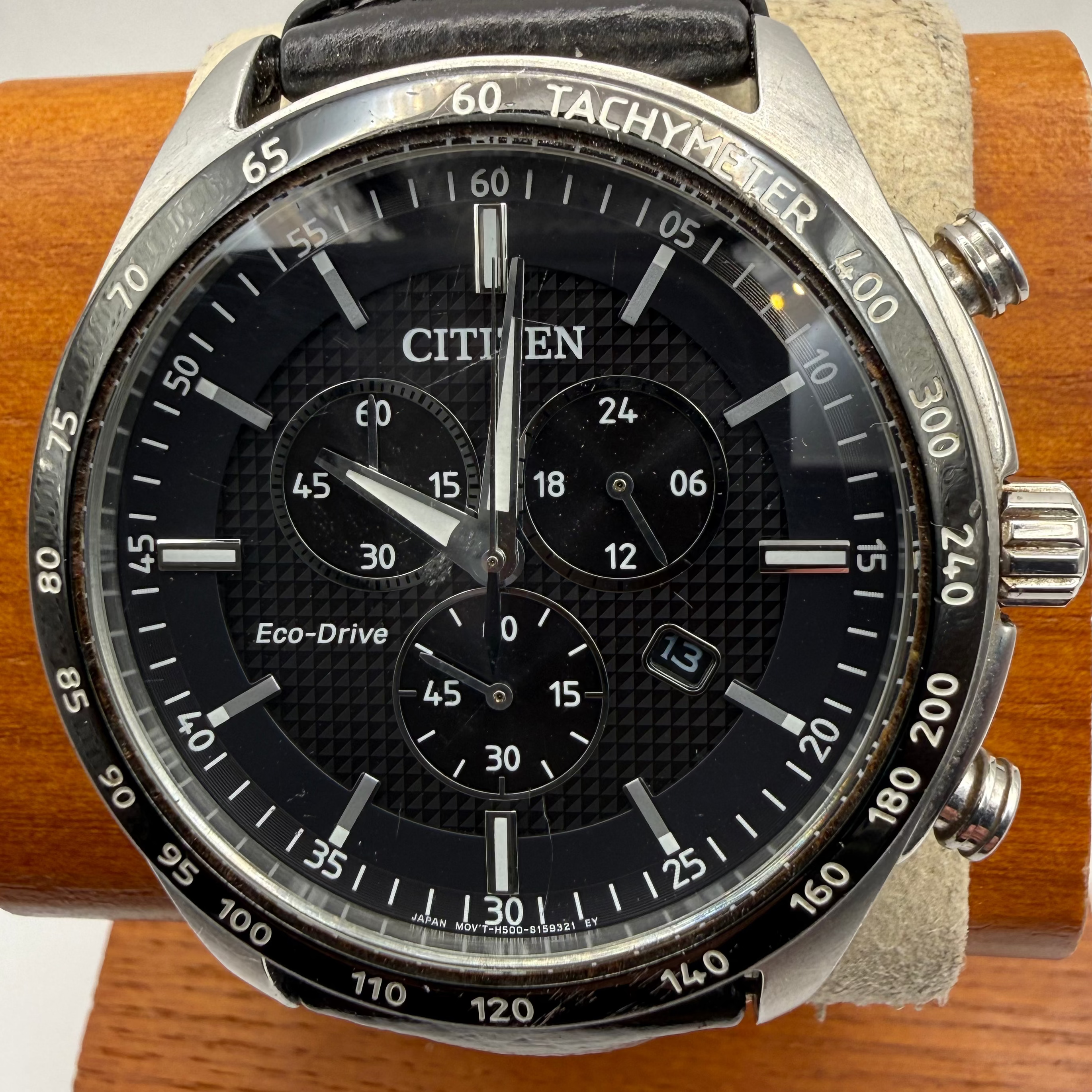 Citizen Eco-Drive Chronograph Black Dial Tachymeter Men's Watch 48mm (Fully Tested and Working)- £100.00