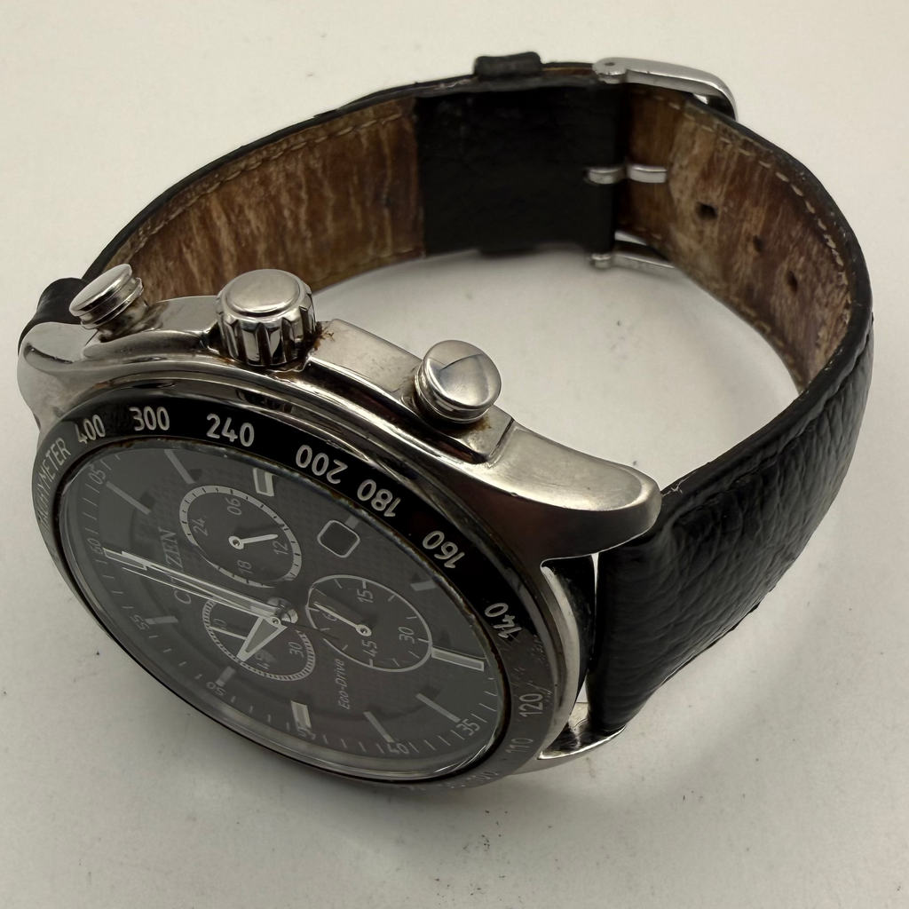 Citizen Eco-Drive Chronograph Black Dial Tachymeter Men's Watch 48mm (Fully Tested and Working)- £100.00