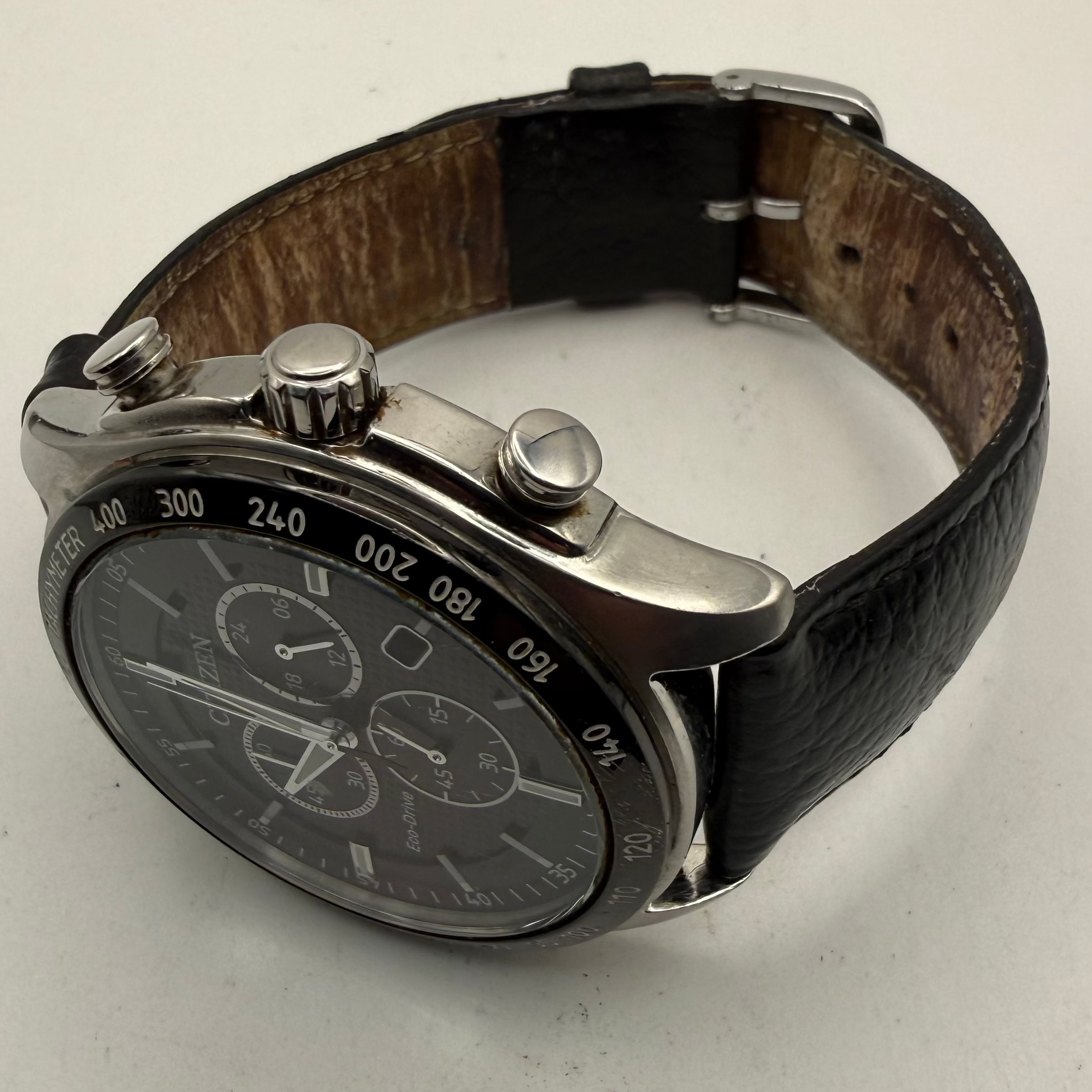 Citizen Eco-Drive Chronograph Black Dial Tachymeter Men's Watch 48mm (Fully Tested and Working)- £100.00