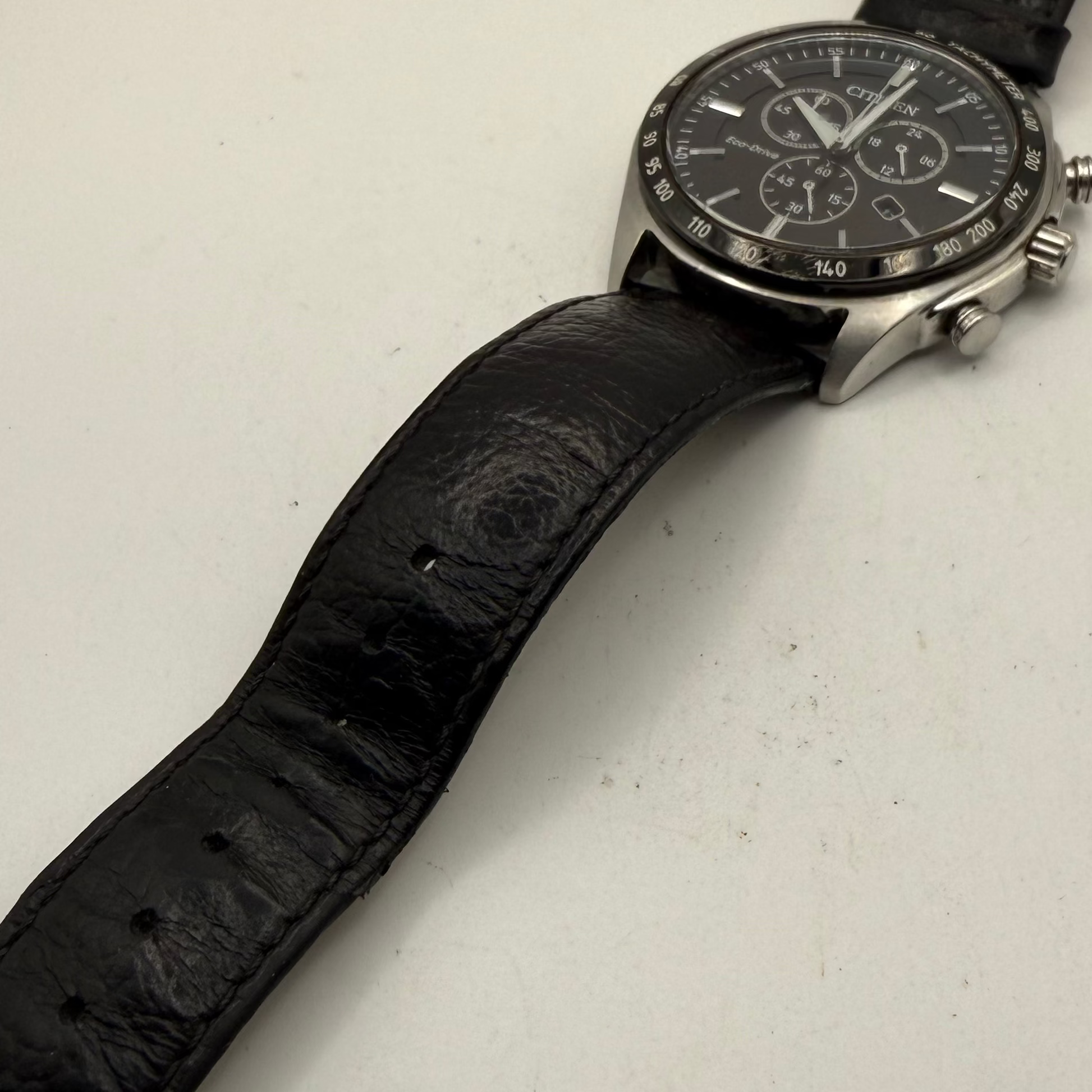 Citizen Eco-Drive Chronograph Black Dial Tachymeter Men's Watch 48mm (Fully Tested and Working)- £100.00