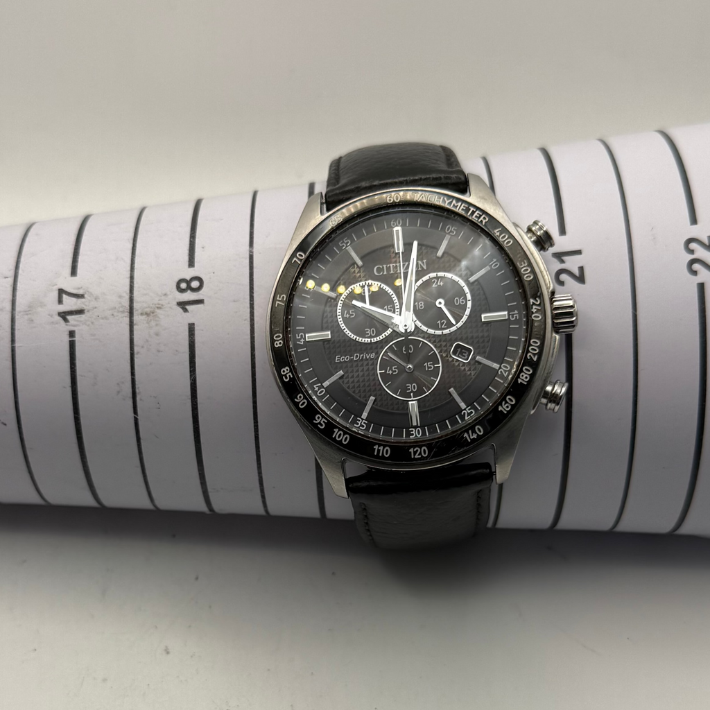 Citizen Eco-Drive Chronograph Black Dial Tachymeter Men's Watch 48mm (Fully Tested and Working)- £100.00