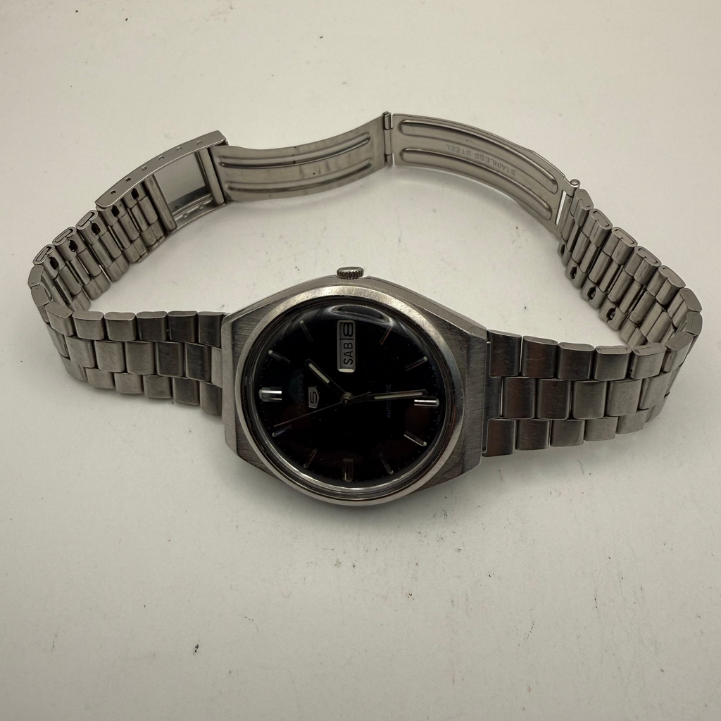 Seiko 5 Automatic Vintage Black Dial Day Date Men's Watch 6309-8930 38mm