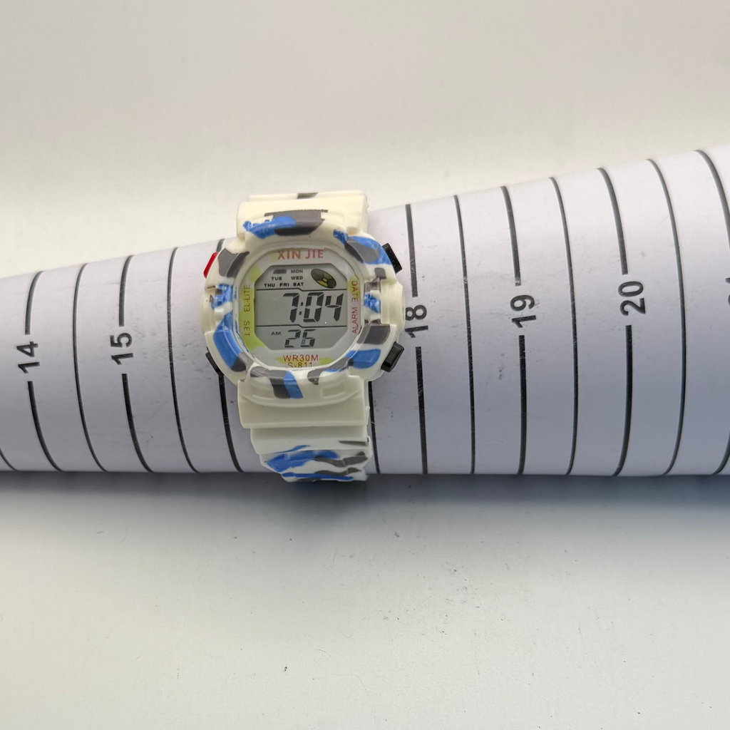 XINJIE Digital Camouflage Children's Youth Watch White Blue Green- £5.00