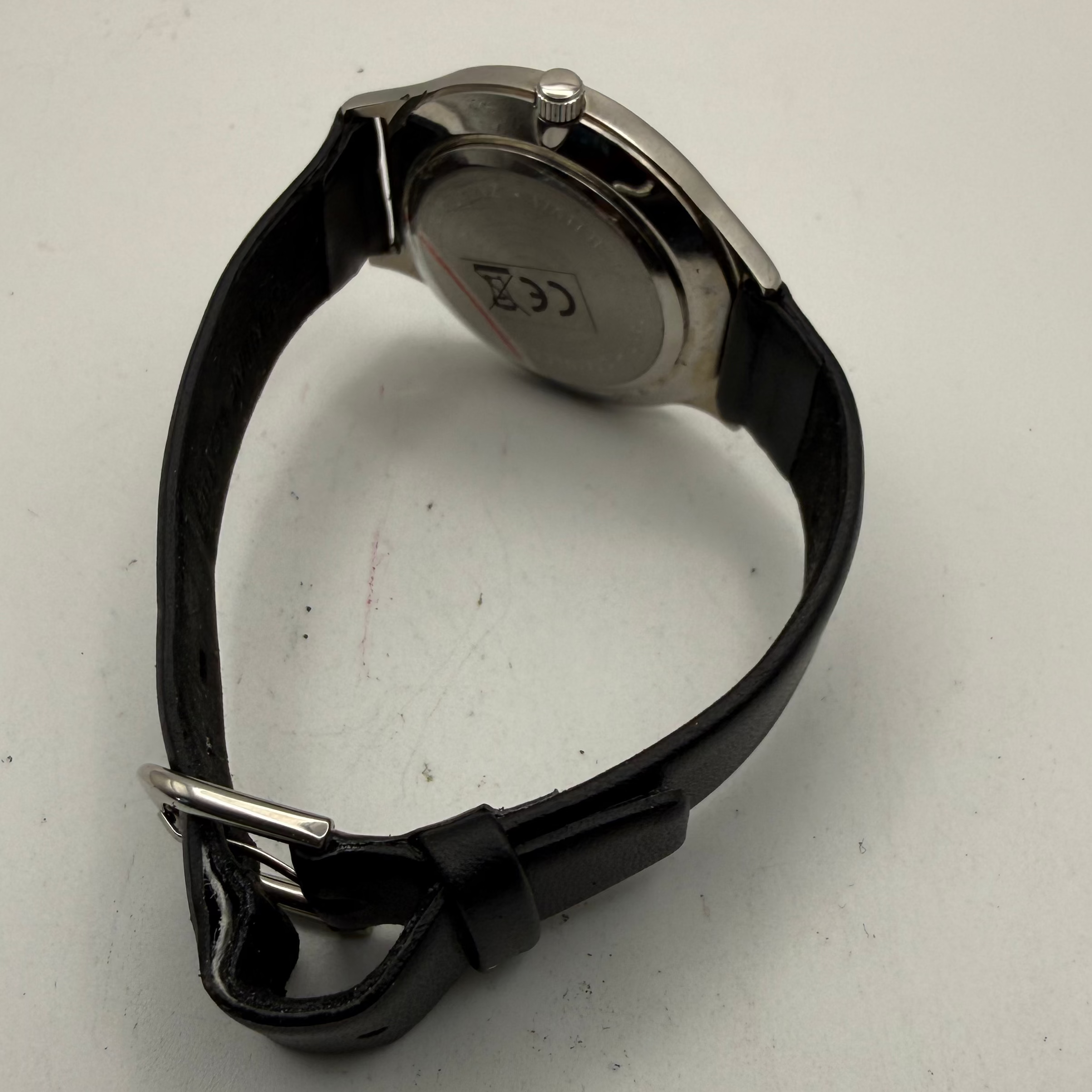 Minimalist Silver Dial Dress Watch Black Leather Strap 40mm- £10.00