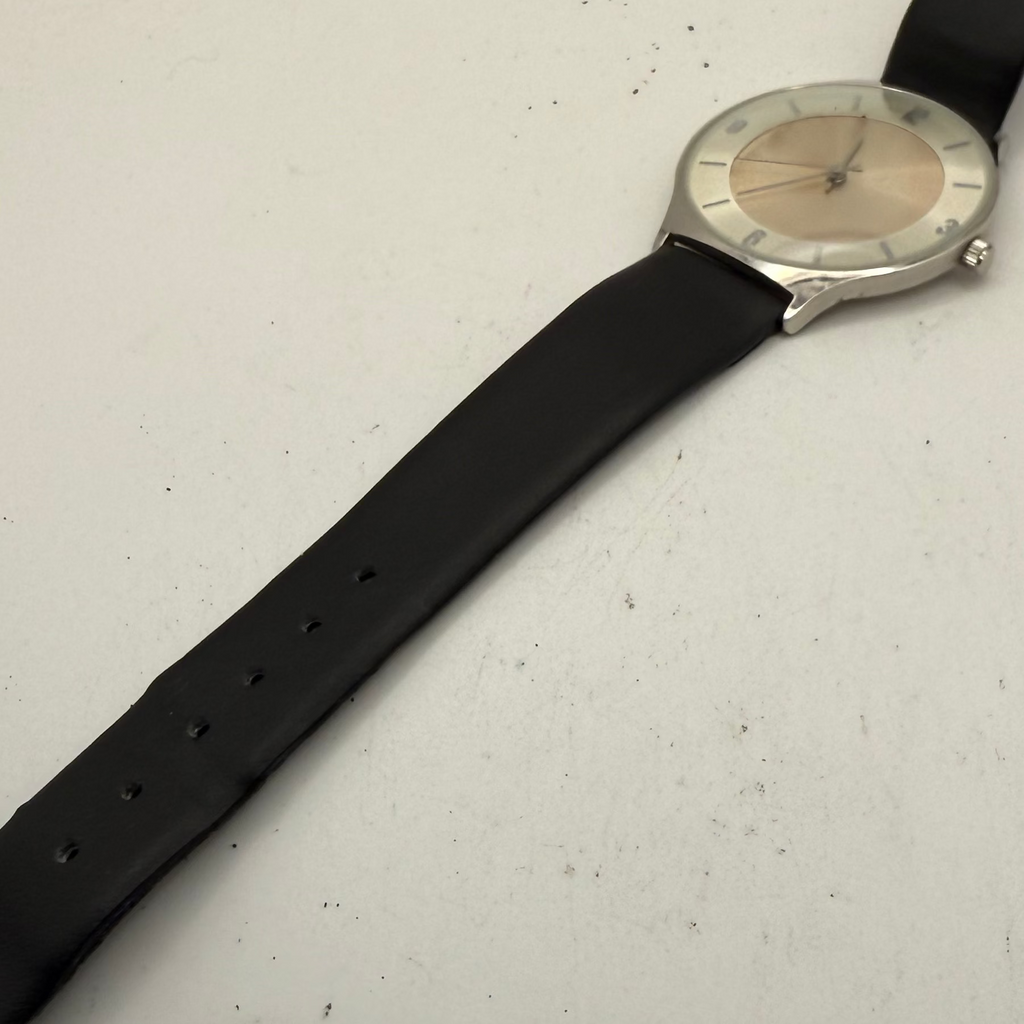 Minimalist Silver Dial Dress Watch Black Leather Strap 40mm- £10.00