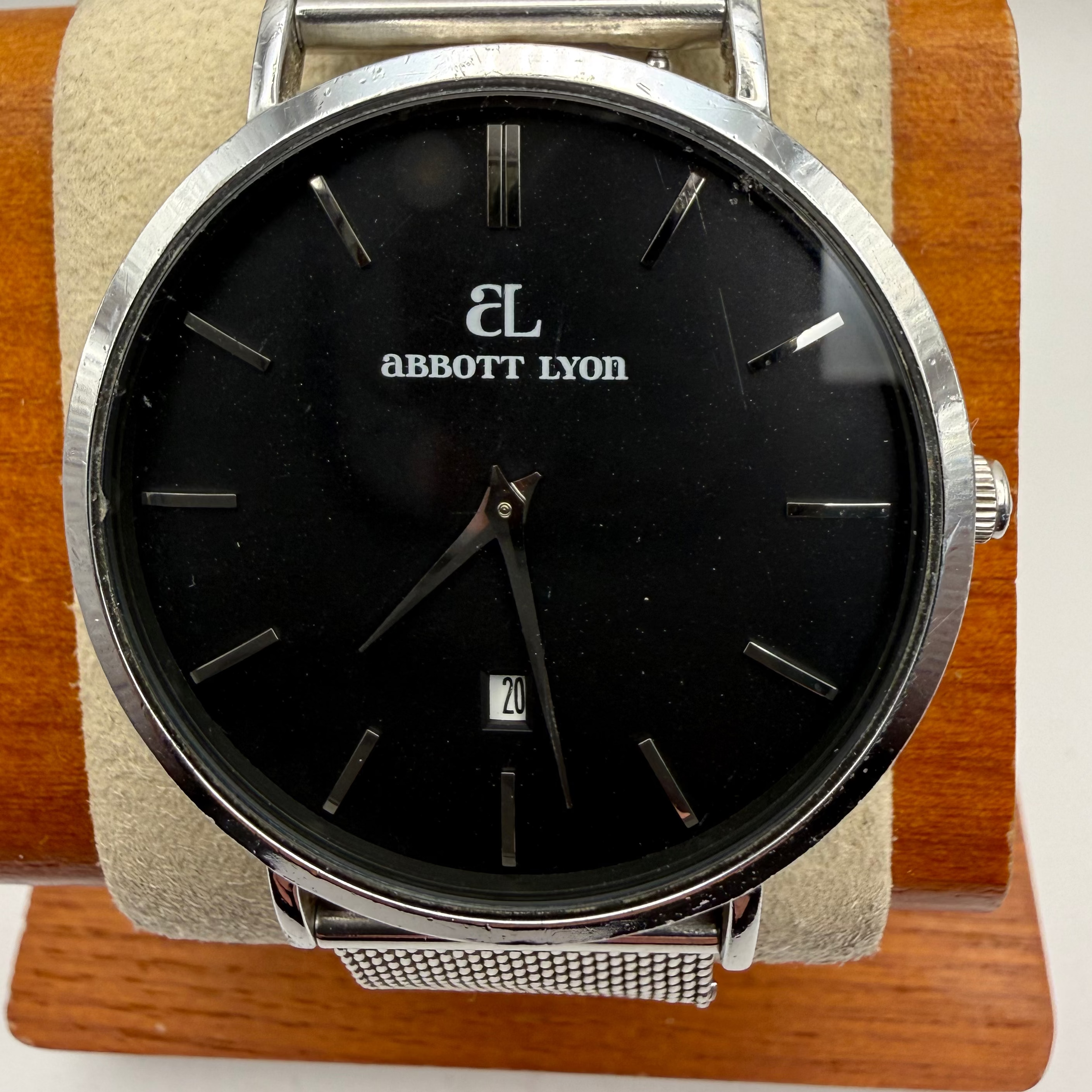 Abbott Lyon Black Dial Mesh Bracelet 43mm Quartz Watch Date Display (Fully Tested and Working)- £35.00
