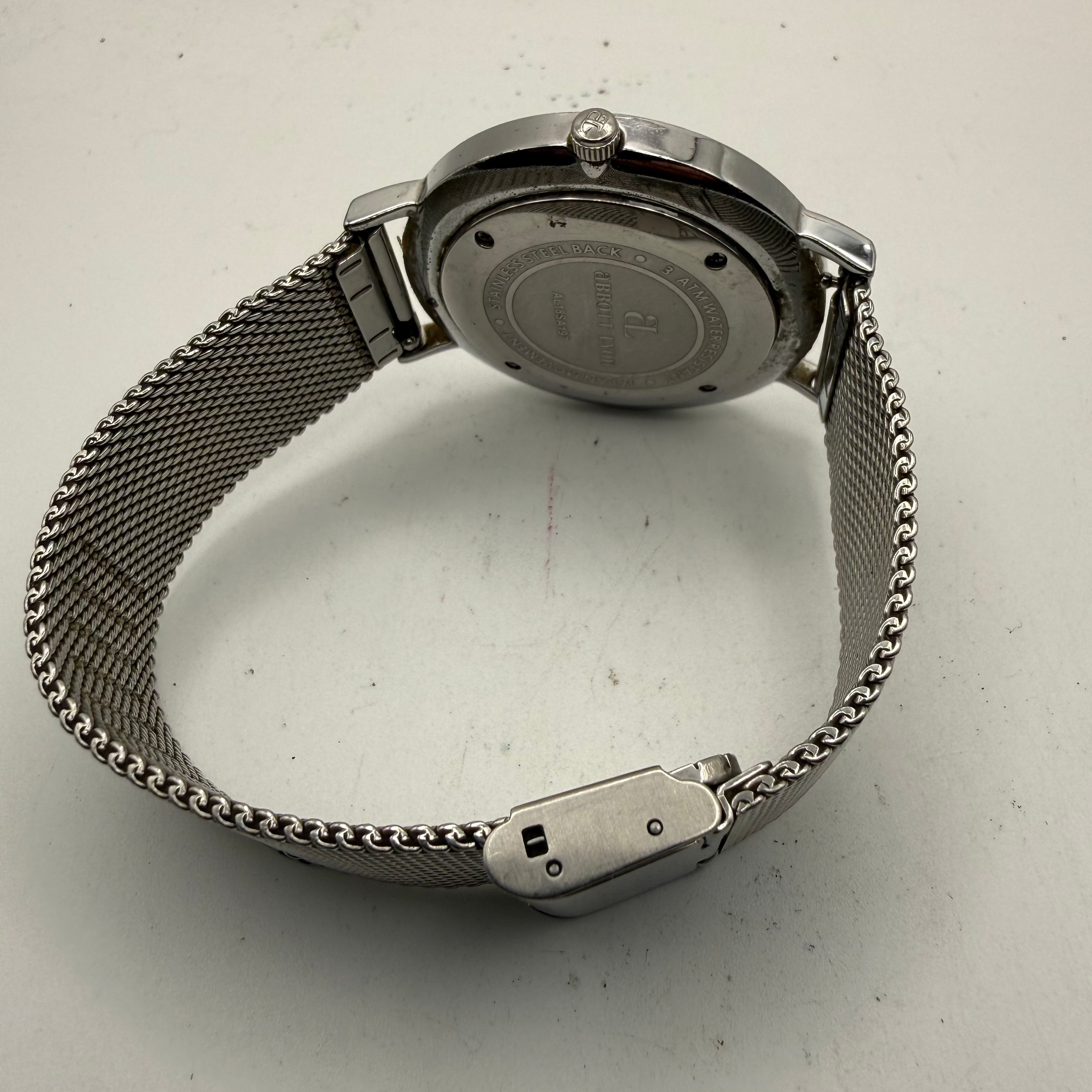 Abbott Lyon Black Dial Mesh Bracelet 43mm Quartz Watch Date Display (Fully Tested and Working)- £35.00