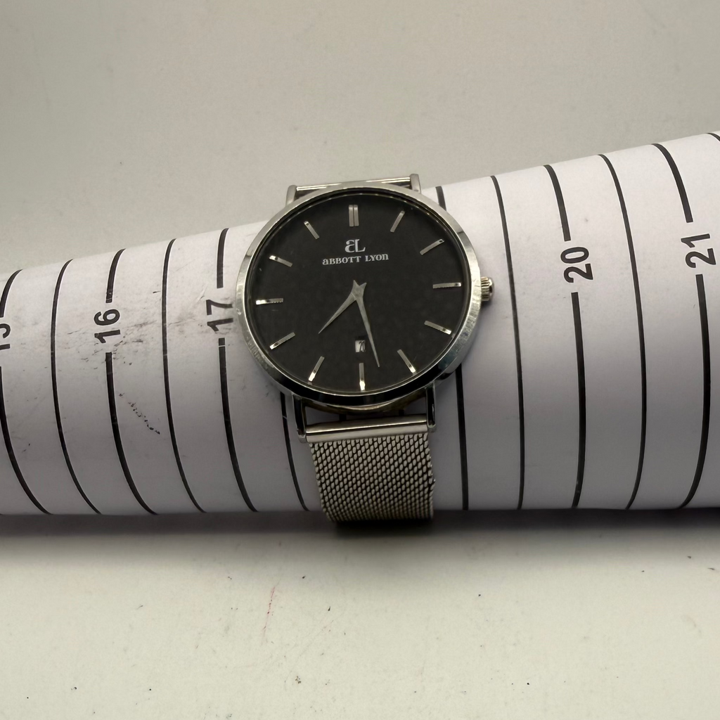 Abbott Lyon Black Dial Mesh Bracelet 43mm Quartz Watch Date Display (Fully Tested and Working)- £35.00