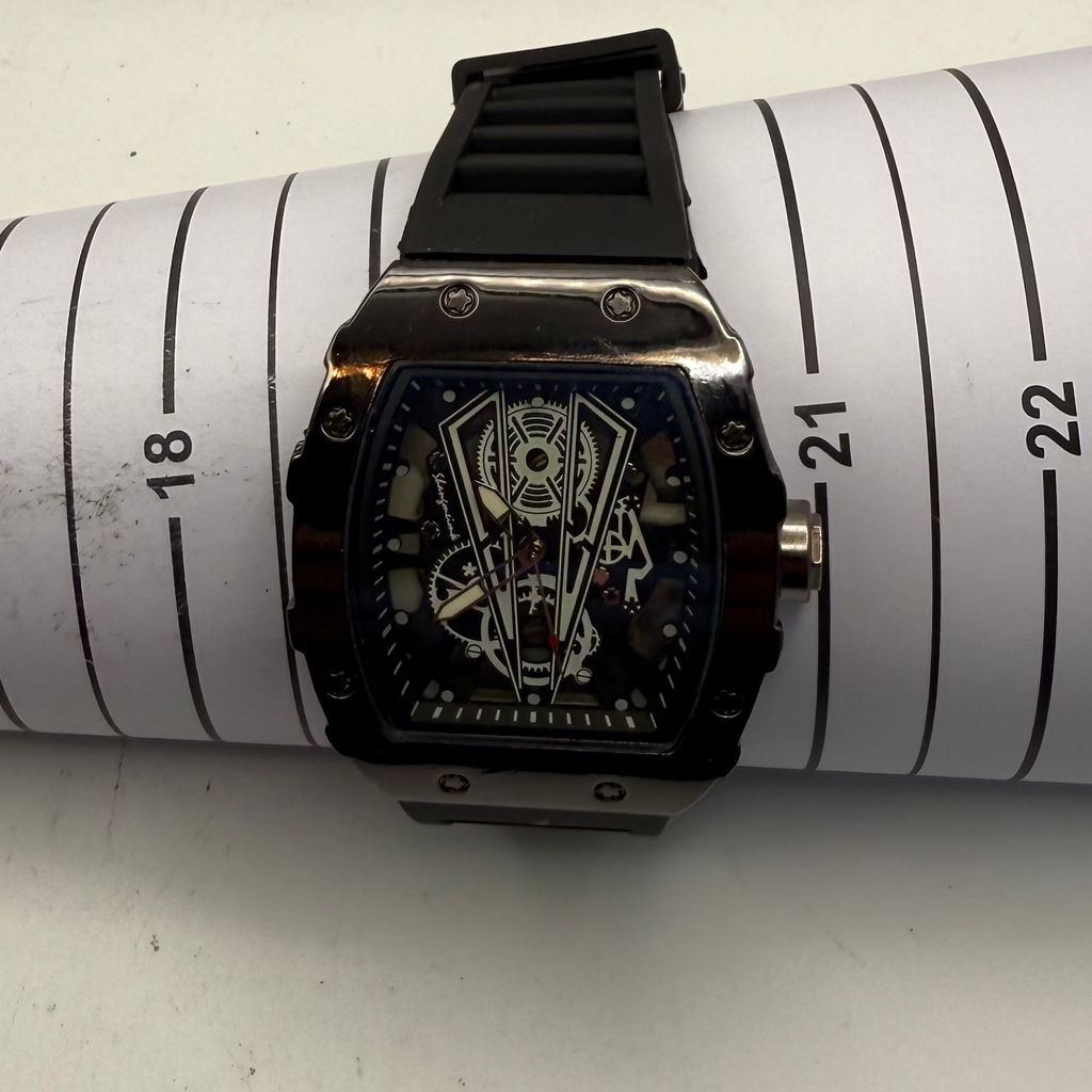 Black Skeleton Style Tonneau Watch – New In Box- £24.99