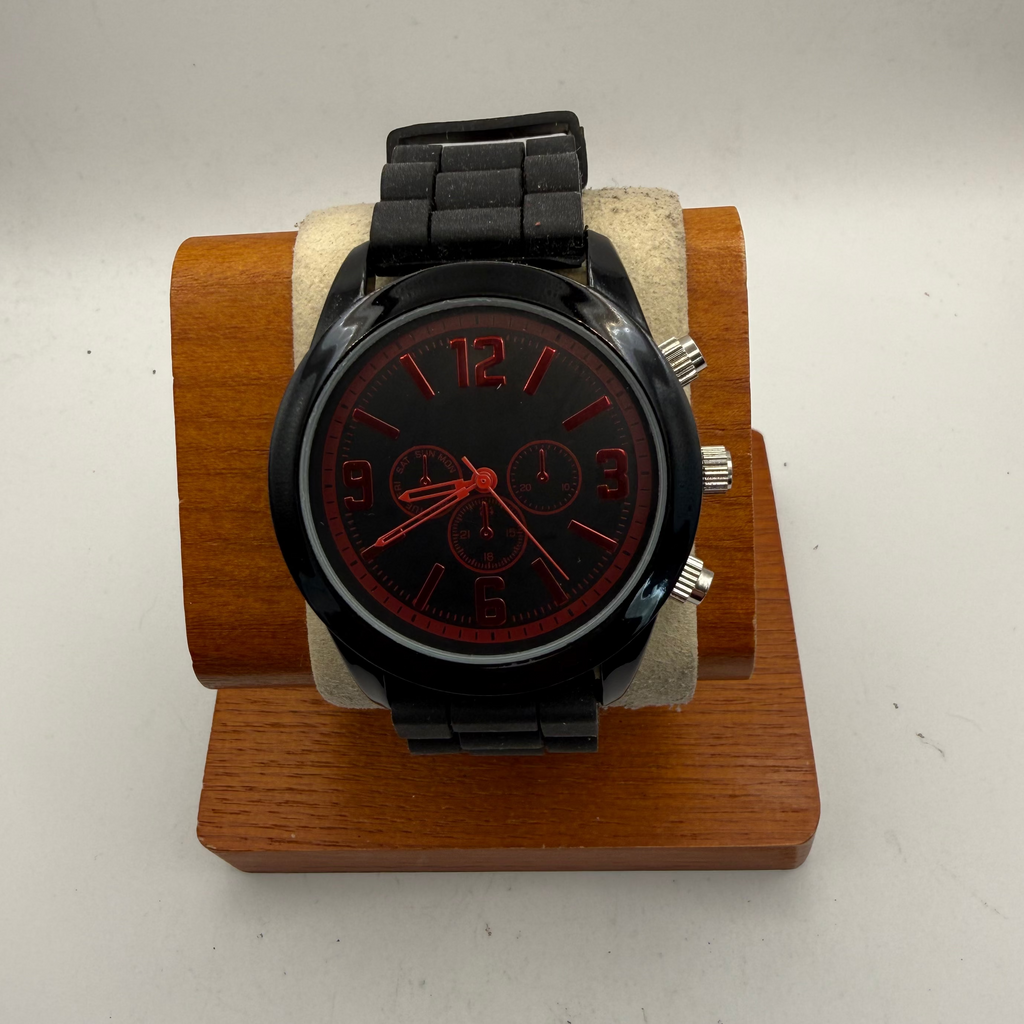 George Black & Red Chronograph-Style Watch £5.00