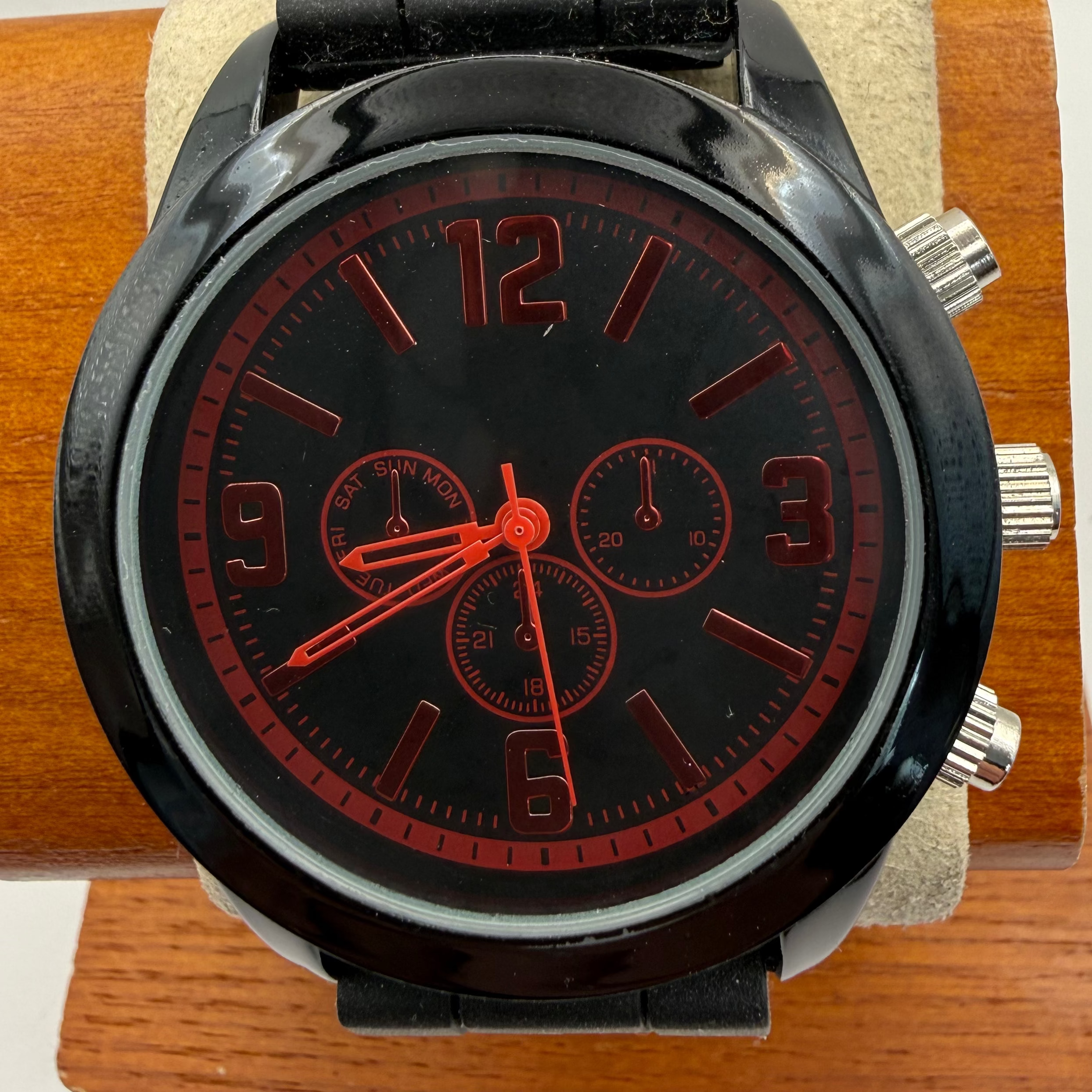 George Black & Red Chronograph-Style Watch £5.00
