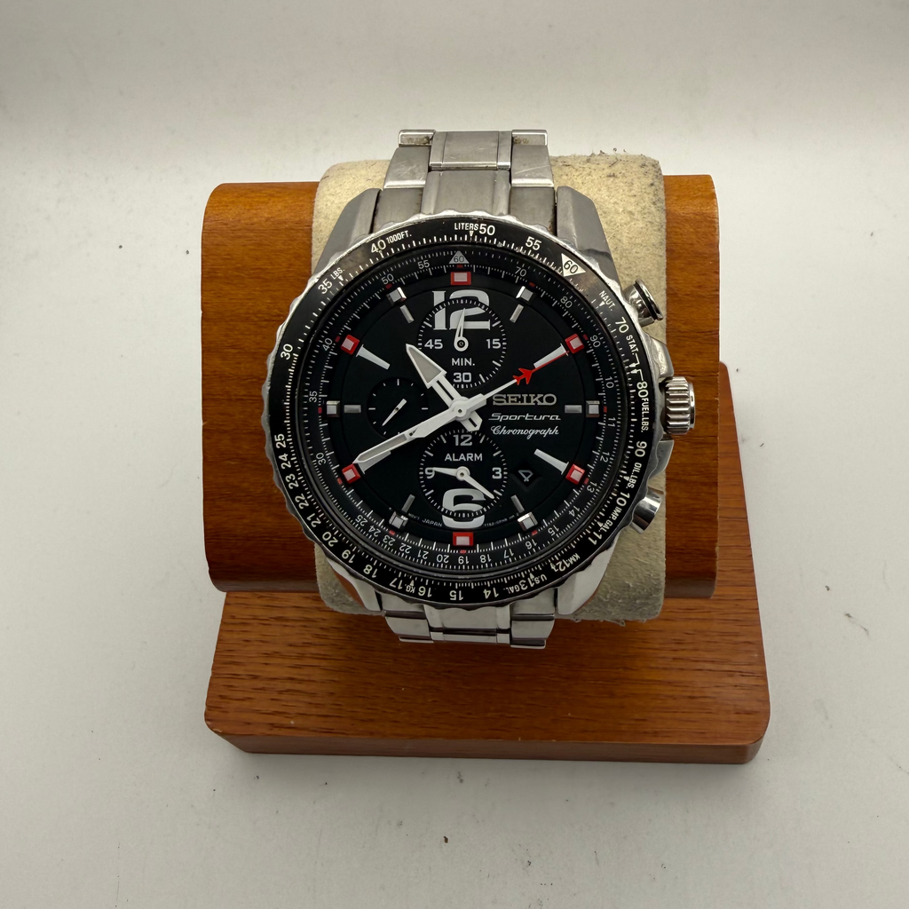 Seiko Sportura 7T62 Alarm Chronograph Black Dial 46mm – April 2004 (Fully Tested and Working)- £160.00