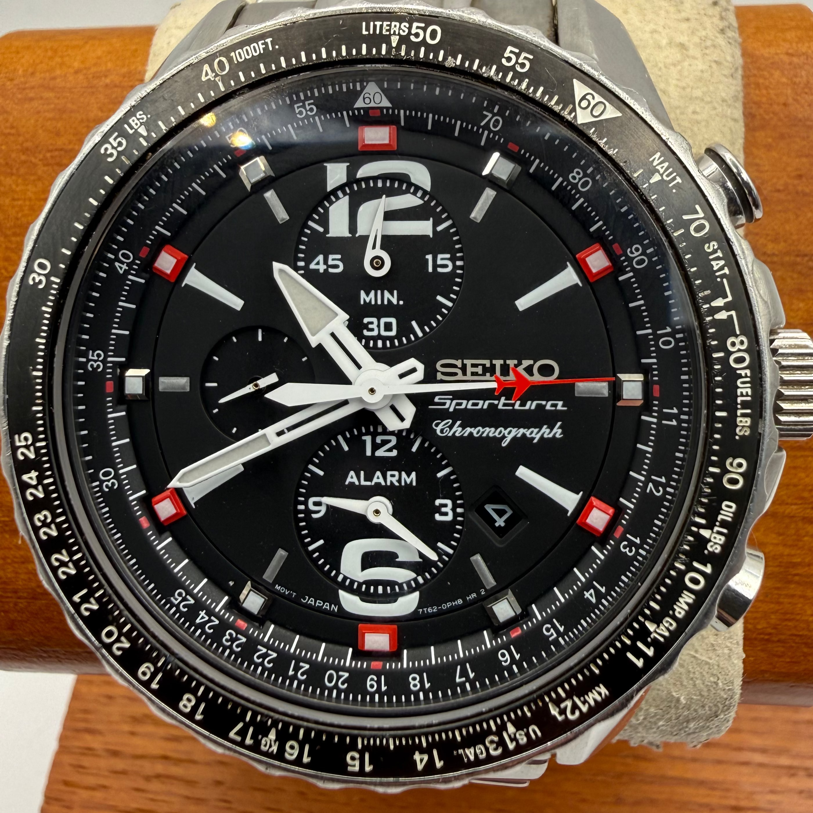 Seiko Sportura 7T62 Alarm Chronograph Black Dial 46mm – April 2004 (Fully Tested and Working)- £160.00