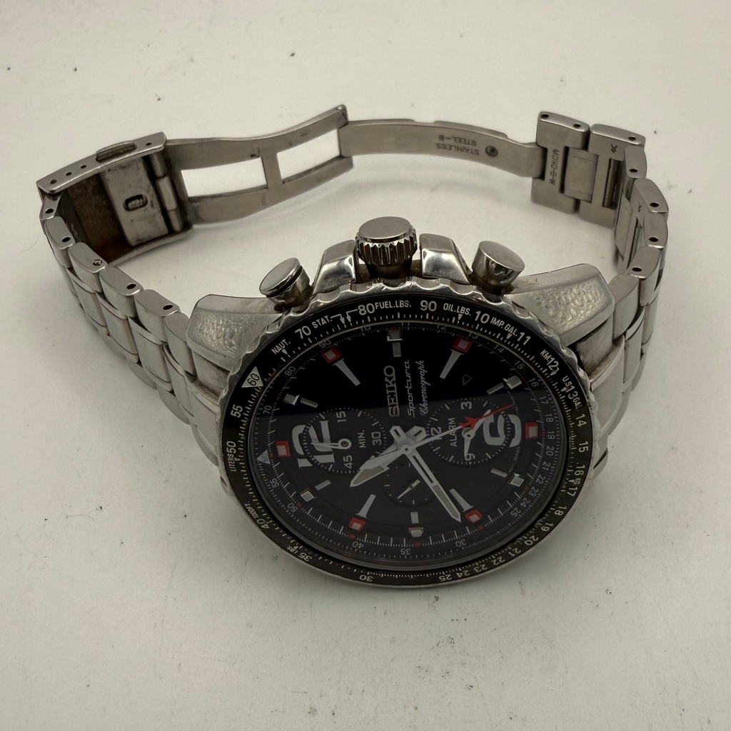 Seiko Sportura 7T62 Alarm Chronograph Black Dial 46mm – April 2004 (Fully Tested and Working)- £160.00
