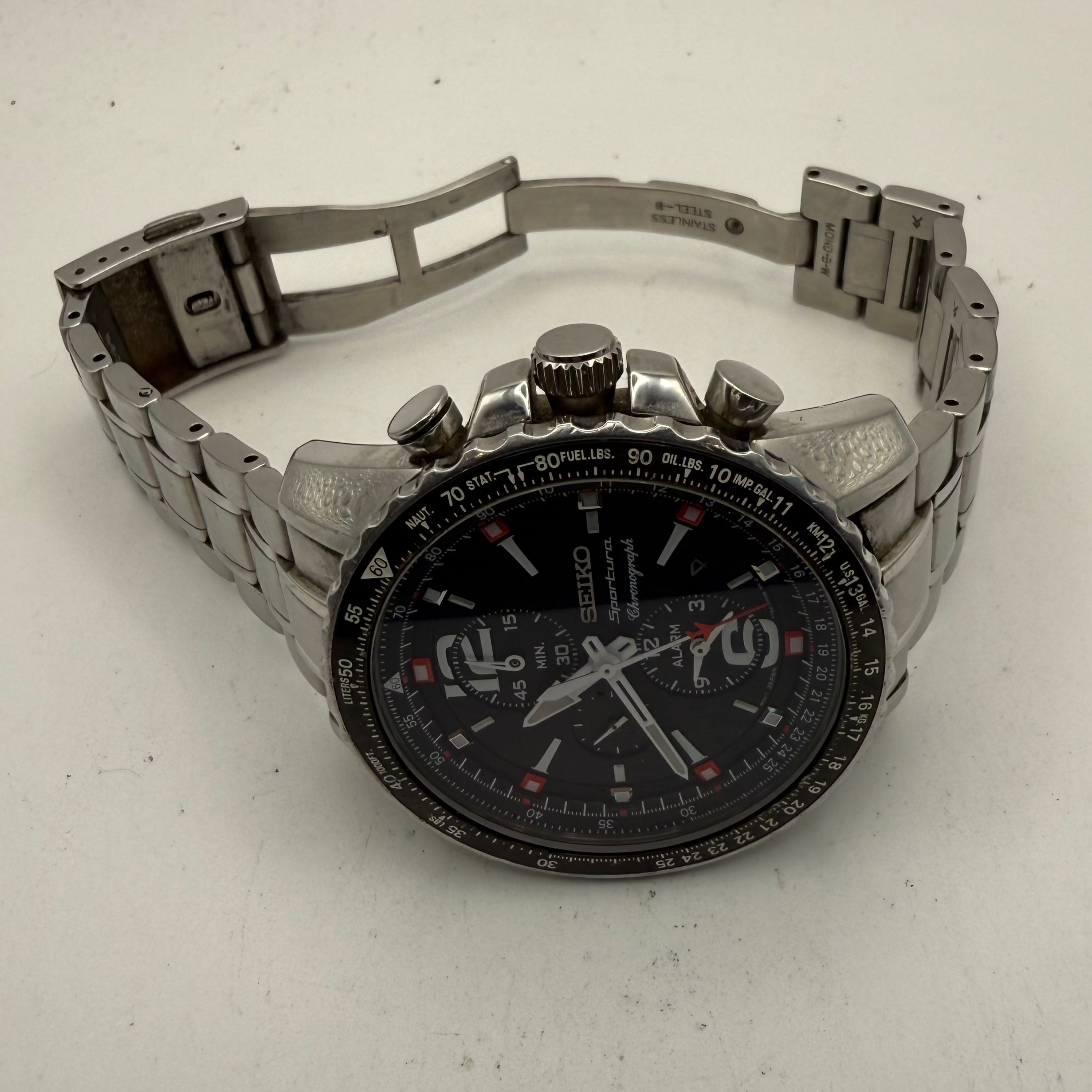 Seiko Sportura 7T62 Alarm Chronograph Black Dial 46mm – April 2004 (Fully Tested and Working)- £160.00