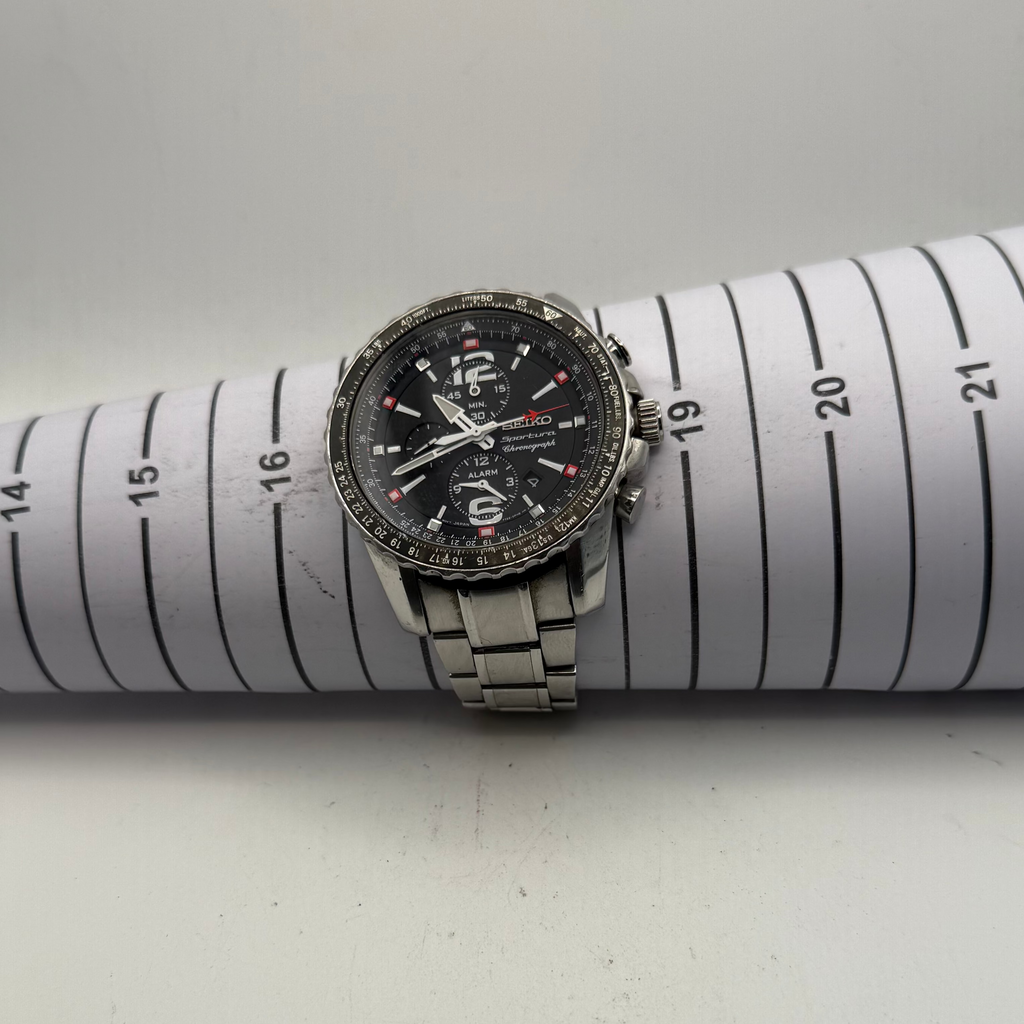Seiko Sportura 7T62 Alarm Chronograph Black Dial 46mm – April 2004 (Fully Tested and Working)- £160.00