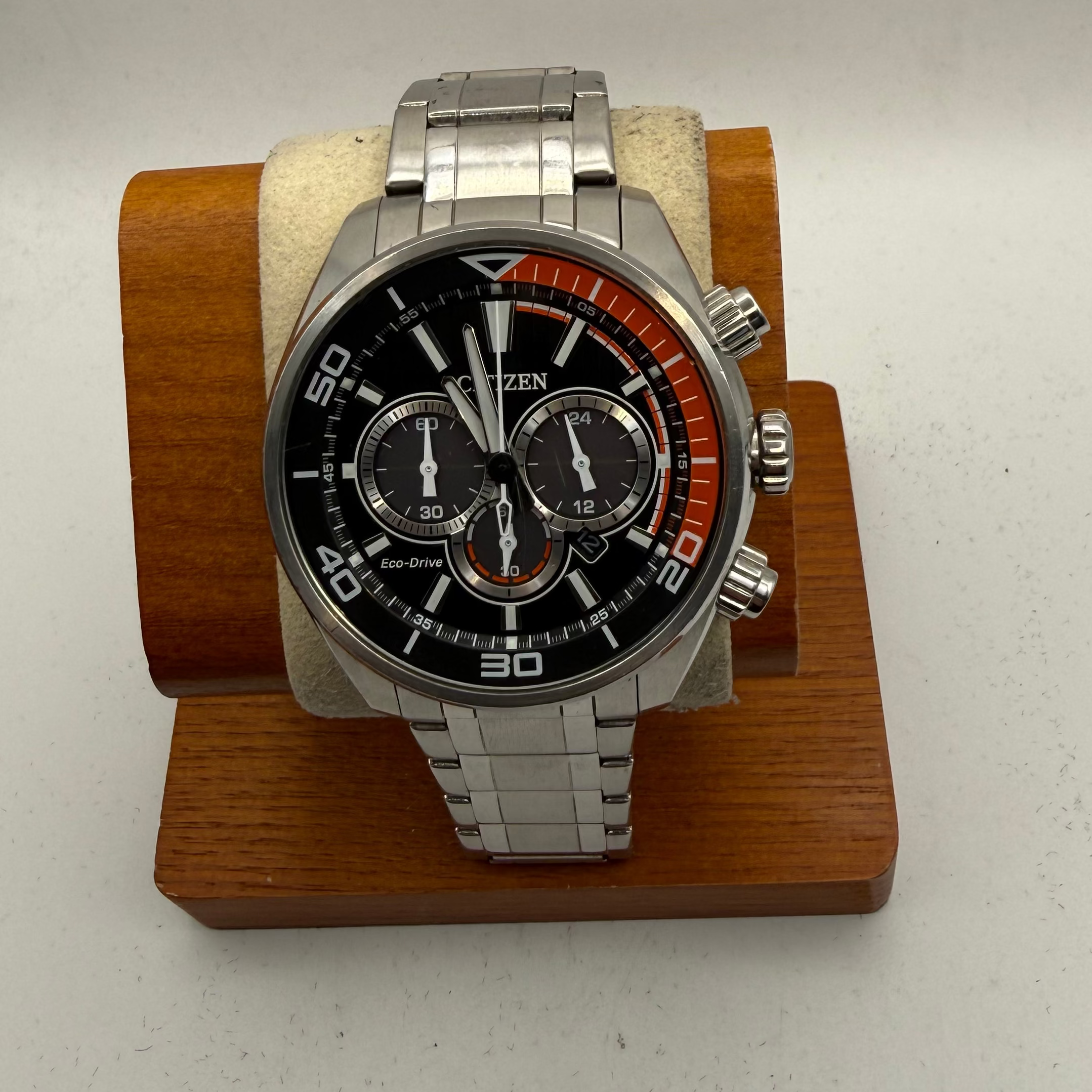 Citizen Eco-Drive Chronograph Black & Orange Dial 48mm Men's Watch (Fully Tested and Working)- £150.00