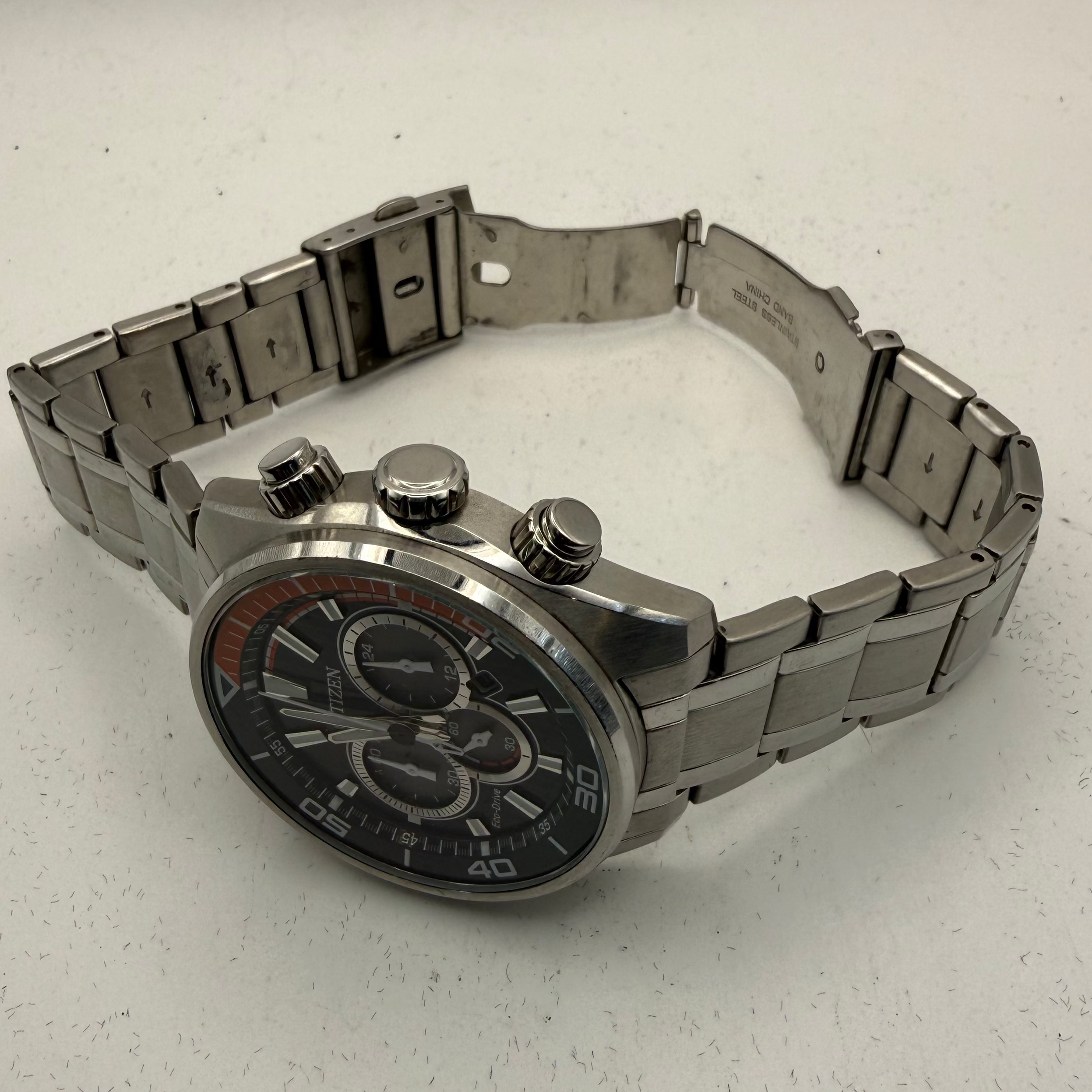 Citizen Eco-Drive Chronograph Black & Orange Dial 48mm Men's Watch (Fully Tested and Working)- £150.00