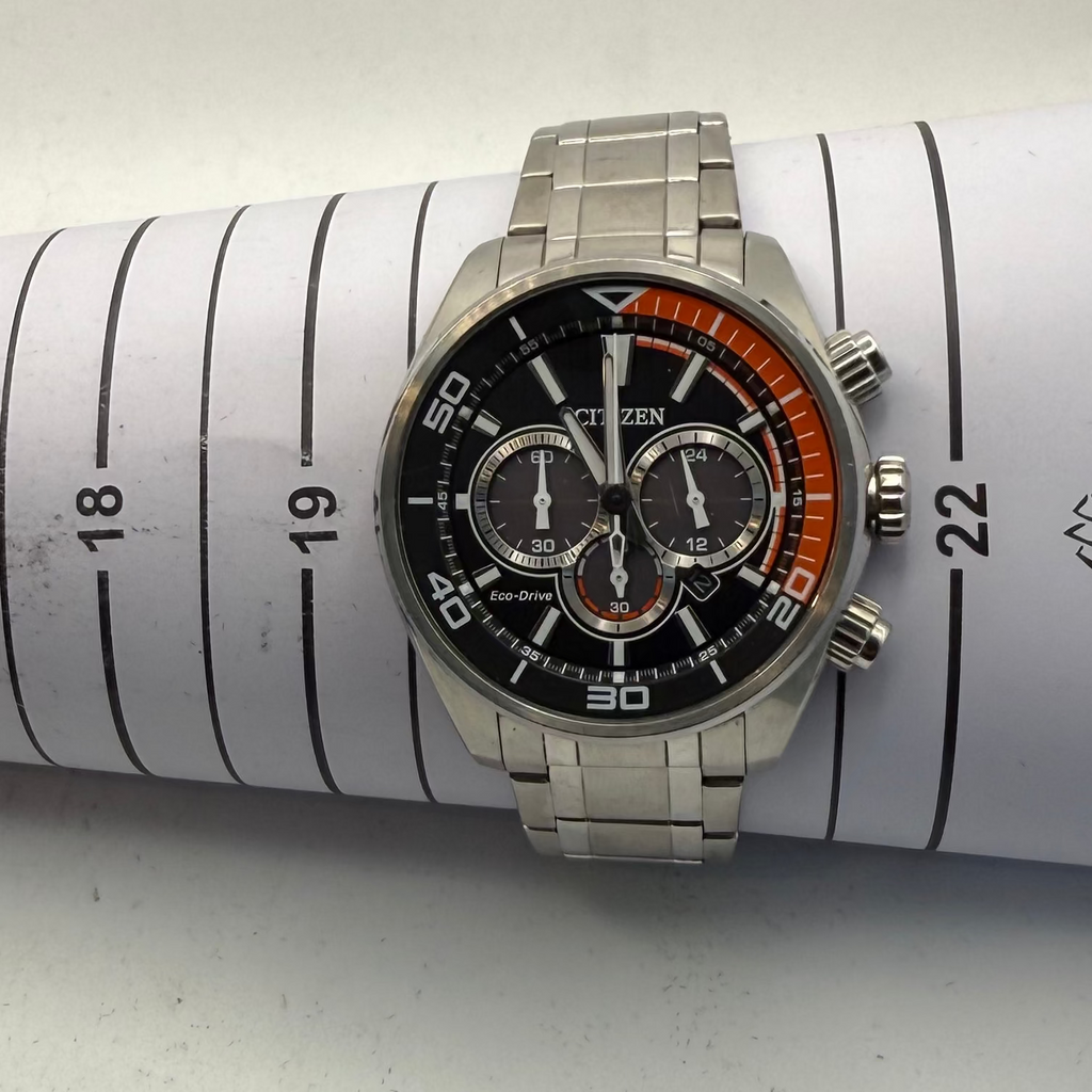 Citizen Eco-Drive Chronograph Black & Orange Dial 48mm Men's Watch (Fully Tested and Working)- £150.00