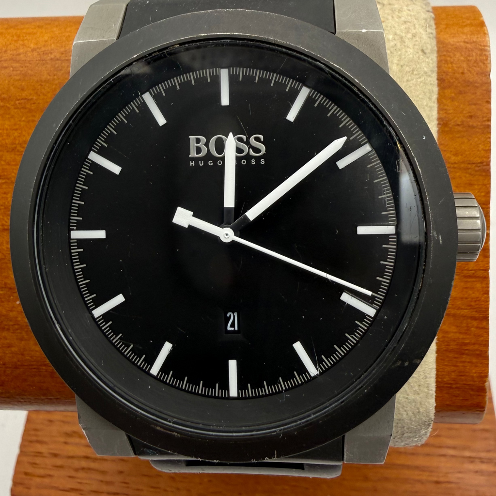 Hugo Boss HB.214.1.34.2607 Black Silicone Strap Watch 48mm (Fully Tested and Working)- £40.00