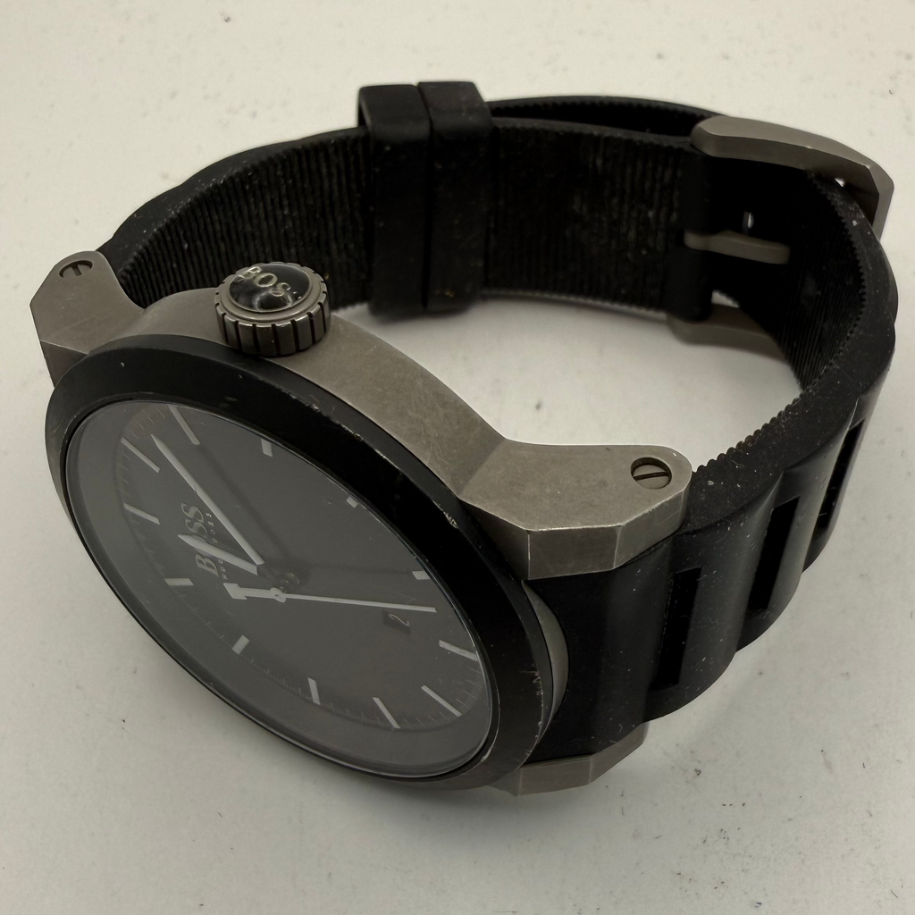 Hugo Boss HB.214.1.34.2607 Black Silicone Strap Watch 48mm (Fully Tested and Working)- £40.00