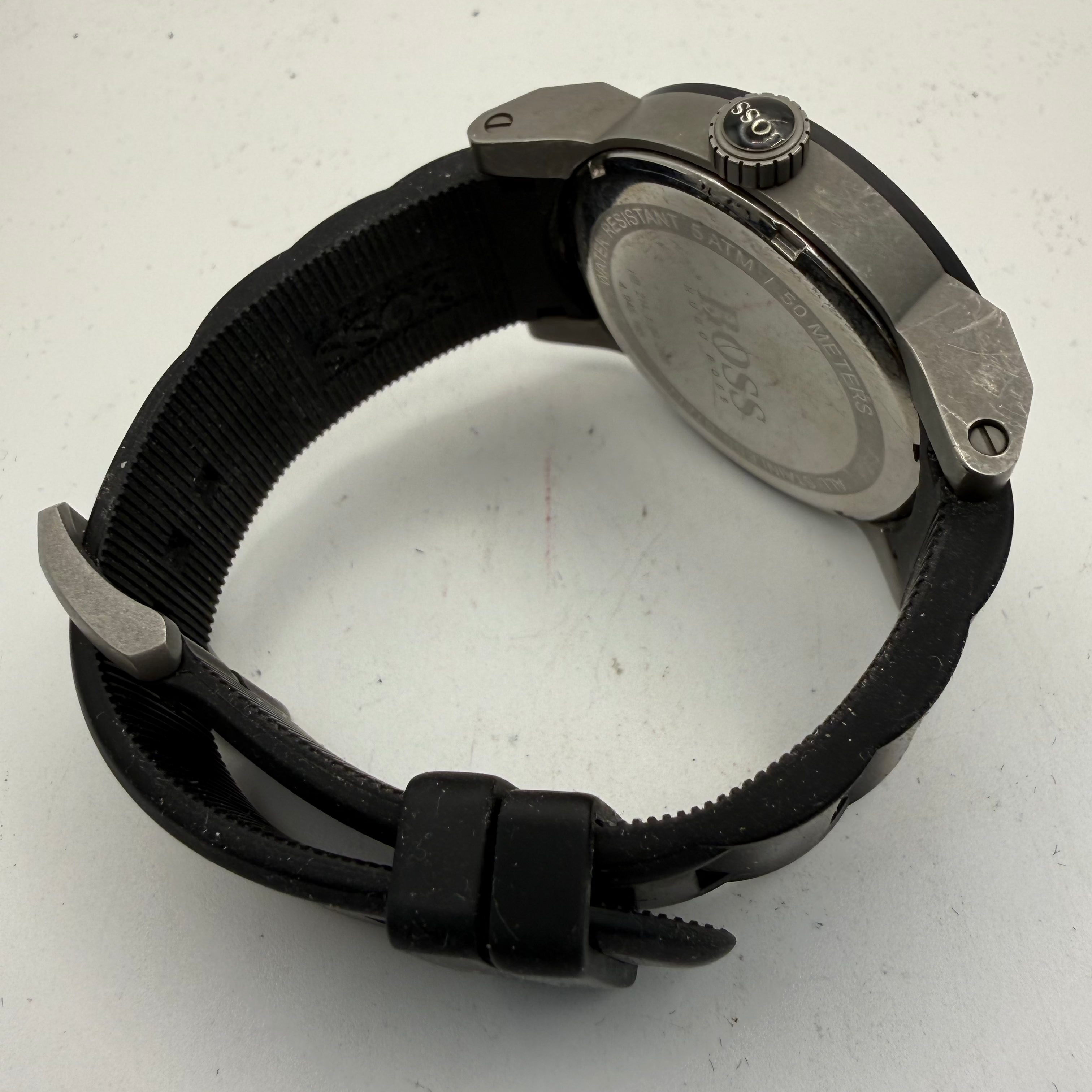Hugo Boss HB.214.1.34.2607 Black Silicone Strap Watch 48mm (Fully Tested and Working)- £40.00