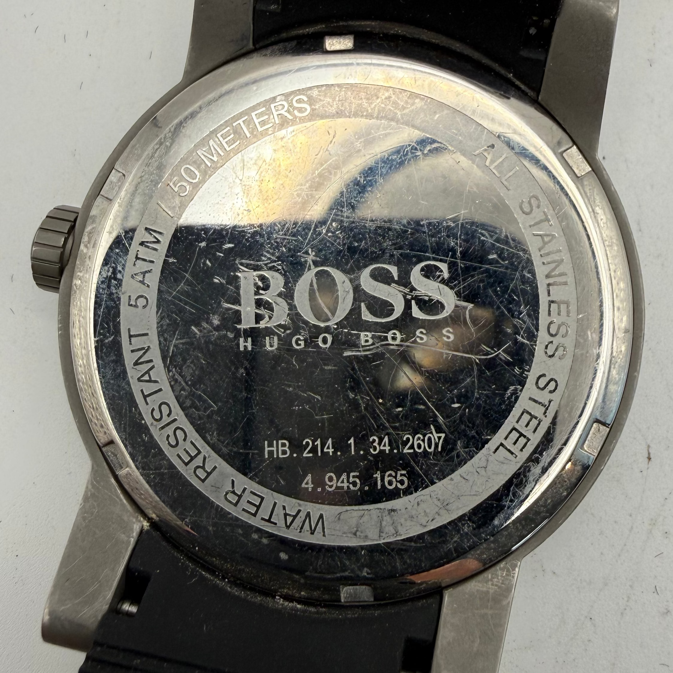 Hugo Boss HB.214.1.34.2607 Black Silicone Strap Watch 48mm (Fully Tested and Working)- £40.00