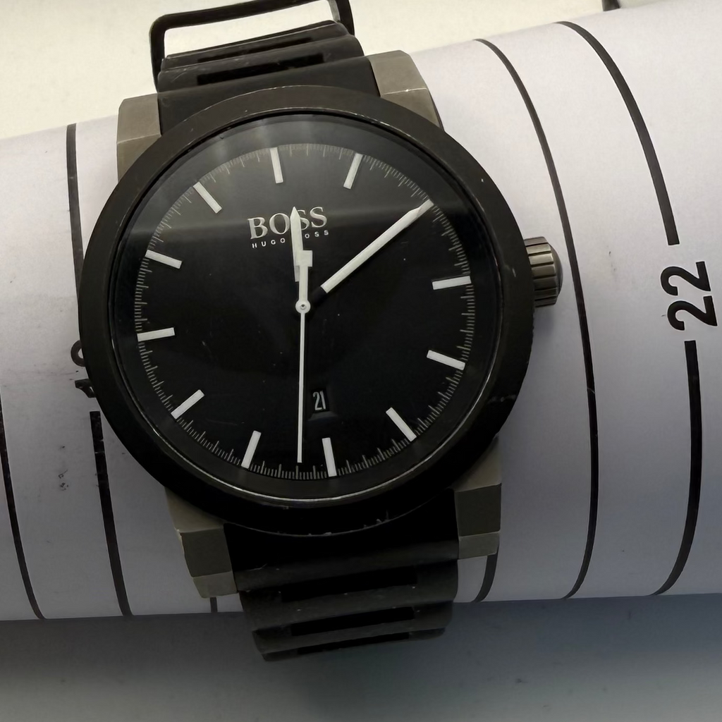 Hugo Boss HB.214.1.34.2607 Black Silicone Strap Watch 48mm (Fully Tested and Working)- £40.00