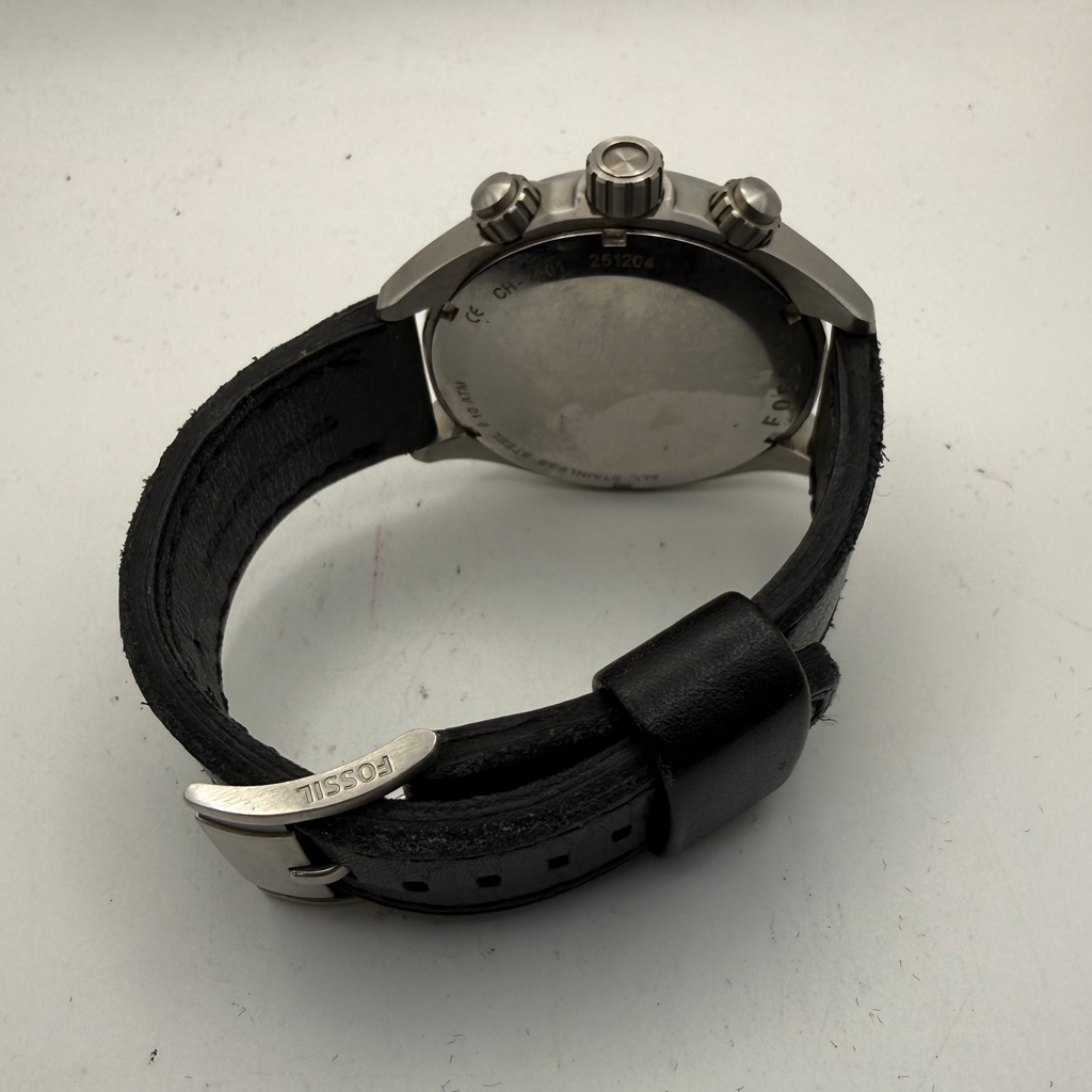 Fossil Chronograph Black Dial Leather Strap Watch CH2801 51mm (Fully Tested and Working)- £45.00
