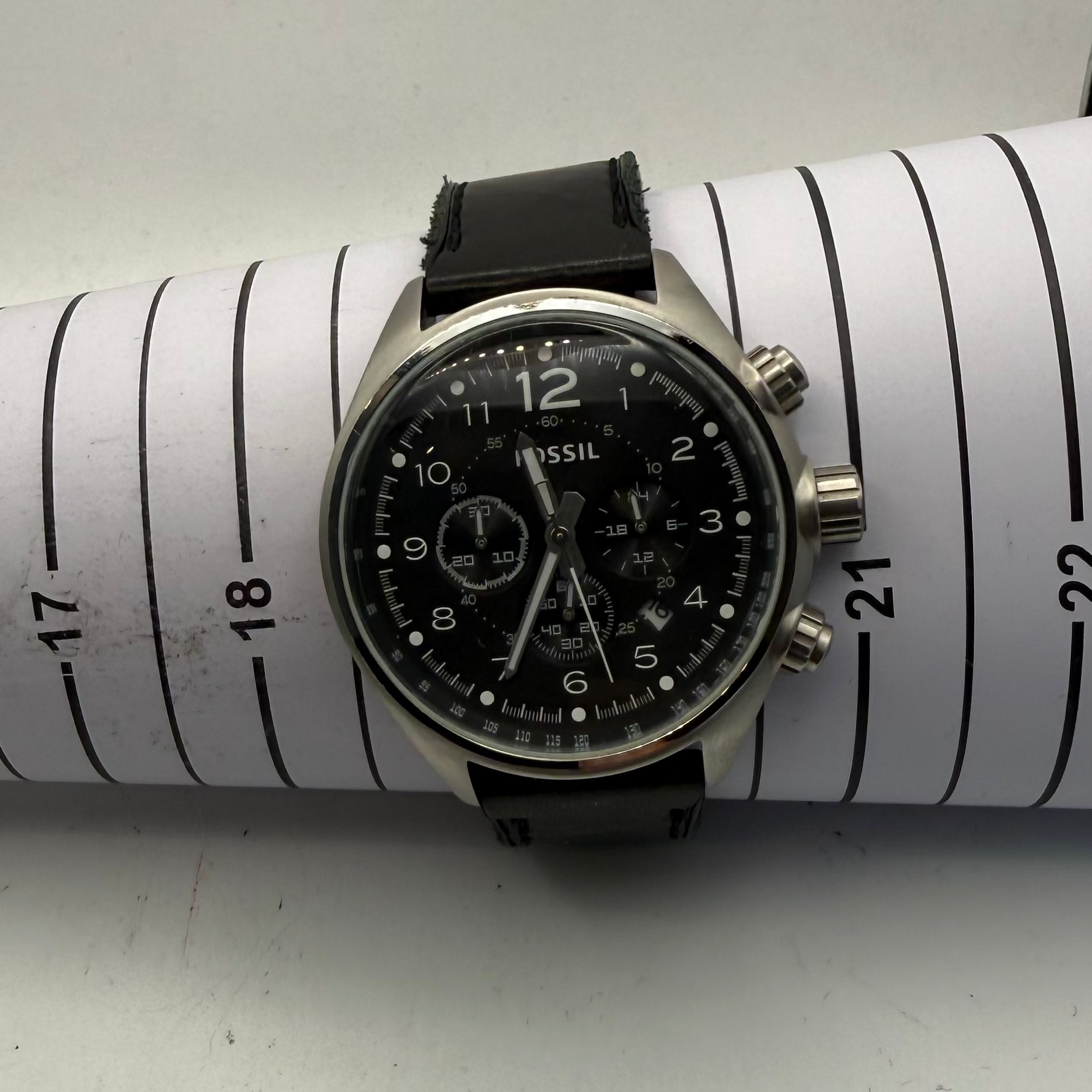 Fossil Chronograph Black Dial Leather Strap Watch CH2801 51mm (Fully Tested and Working)- £45.00