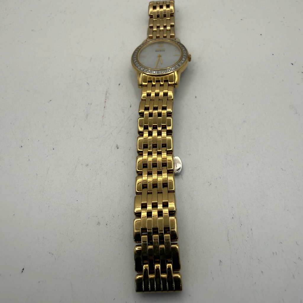 Citizen Eco-Drive Ladies Gold Tone Mother of Pearl Crystal Bezel Watch 24mm (Fully Tested and Working)- £30.00