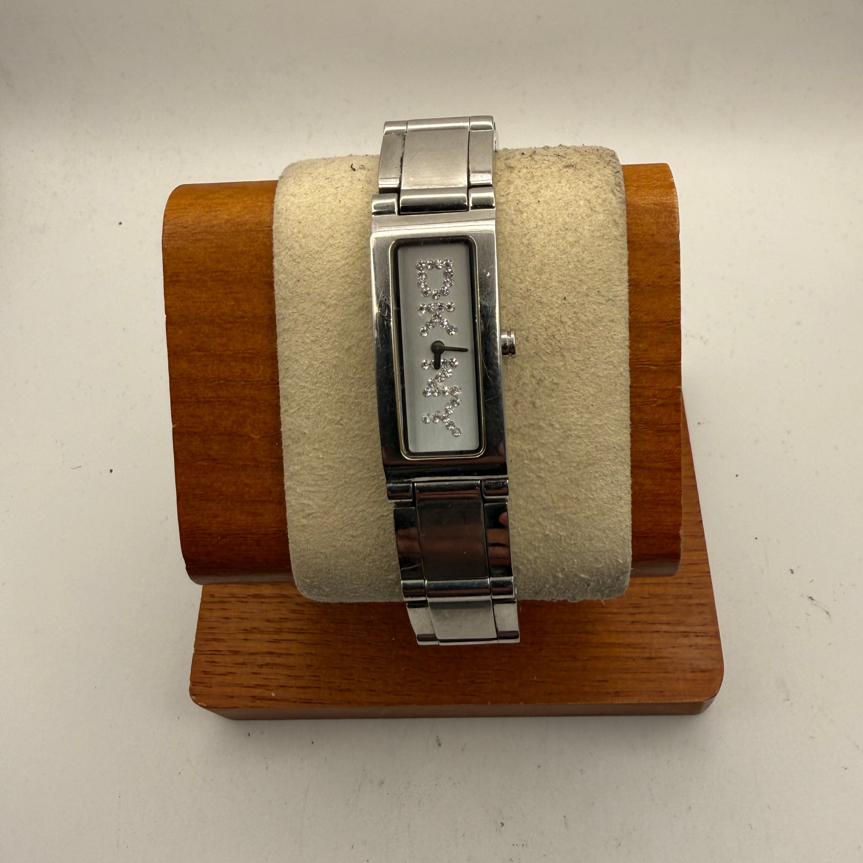 DKNY Ladies Crystal Logo Bracelet Watch Silver Tone 16.5mm (Fully Tested and Working)- £25.00