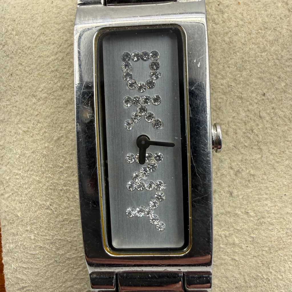 DKNY Ladies Crystal Logo Bracelet Watch Silver Tone 16.5mm (Fully Tested and Working)- £25.00