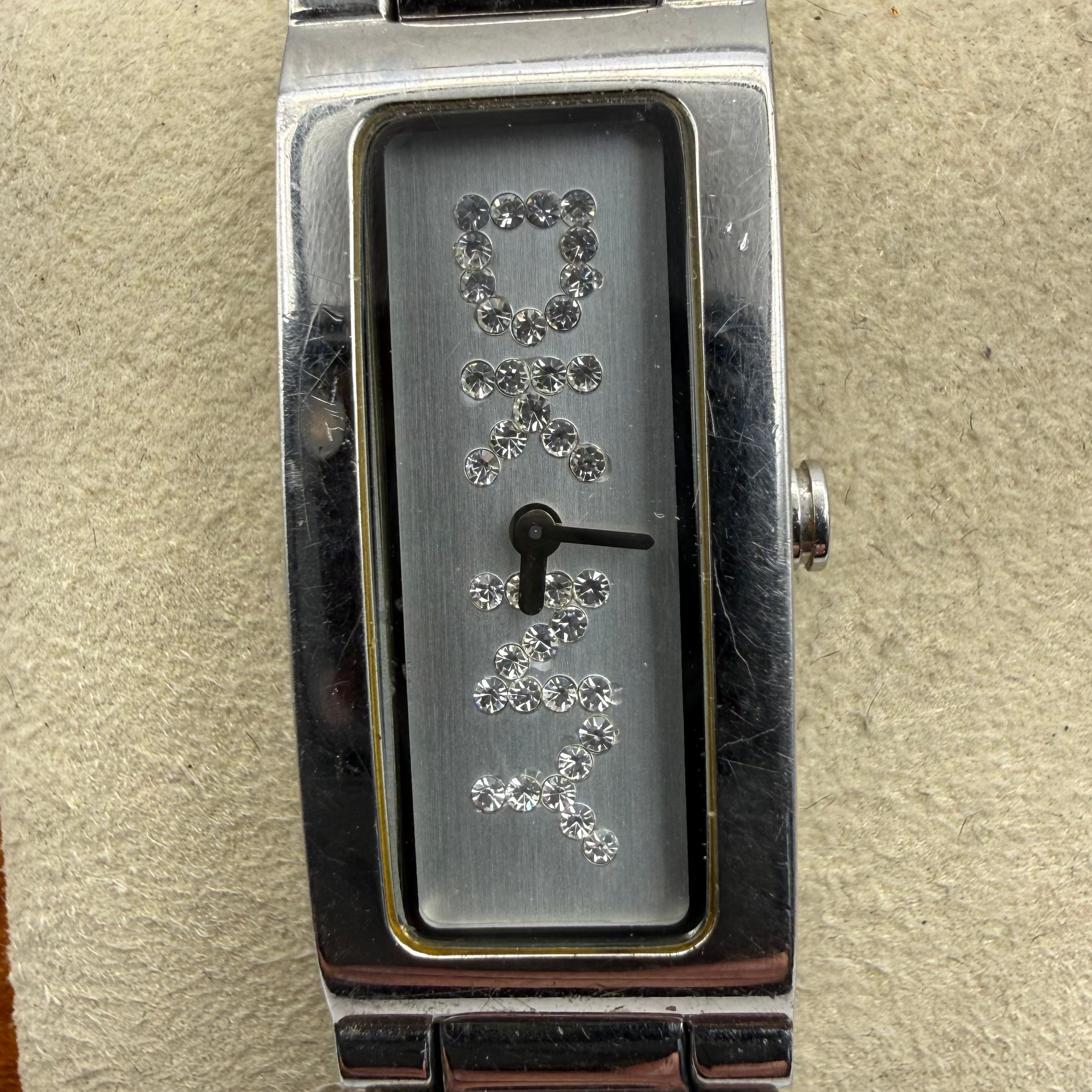 DKNY Ladies Crystal Logo Bracelet Watch Silver Tone 16.5mm (Fully Tested and Working)- £25.00