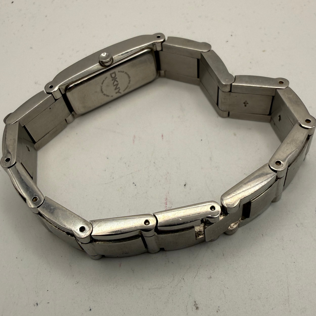 DKNY Ladies Crystal Logo Bracelet Watch Silver Tone 16.5mm (Fully Tested and Working)- £25.00