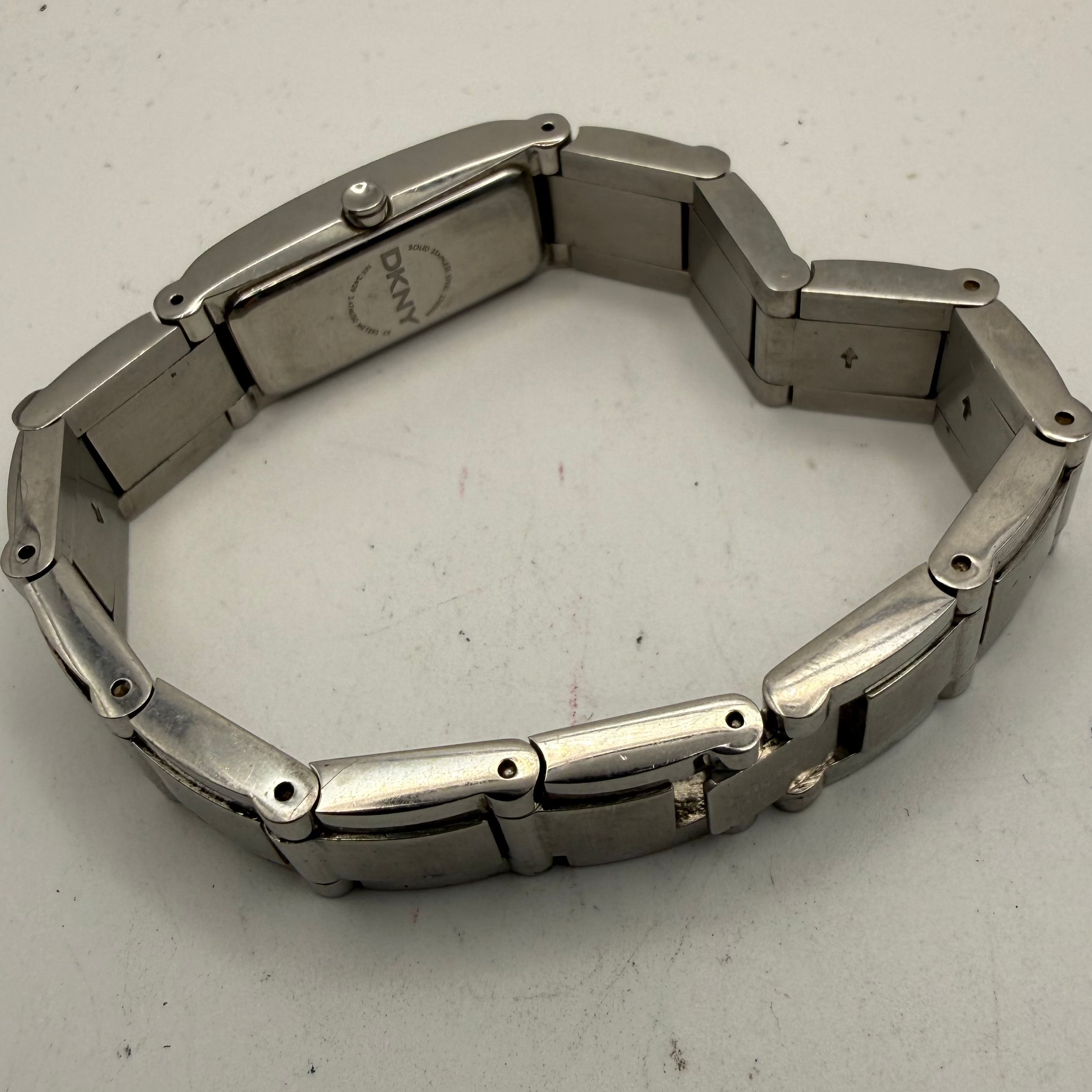 DKNY Ladies Crystal Logo Bracelet Watch Silver Tone 16.5mm (Fully Tested and Working)- £25.00