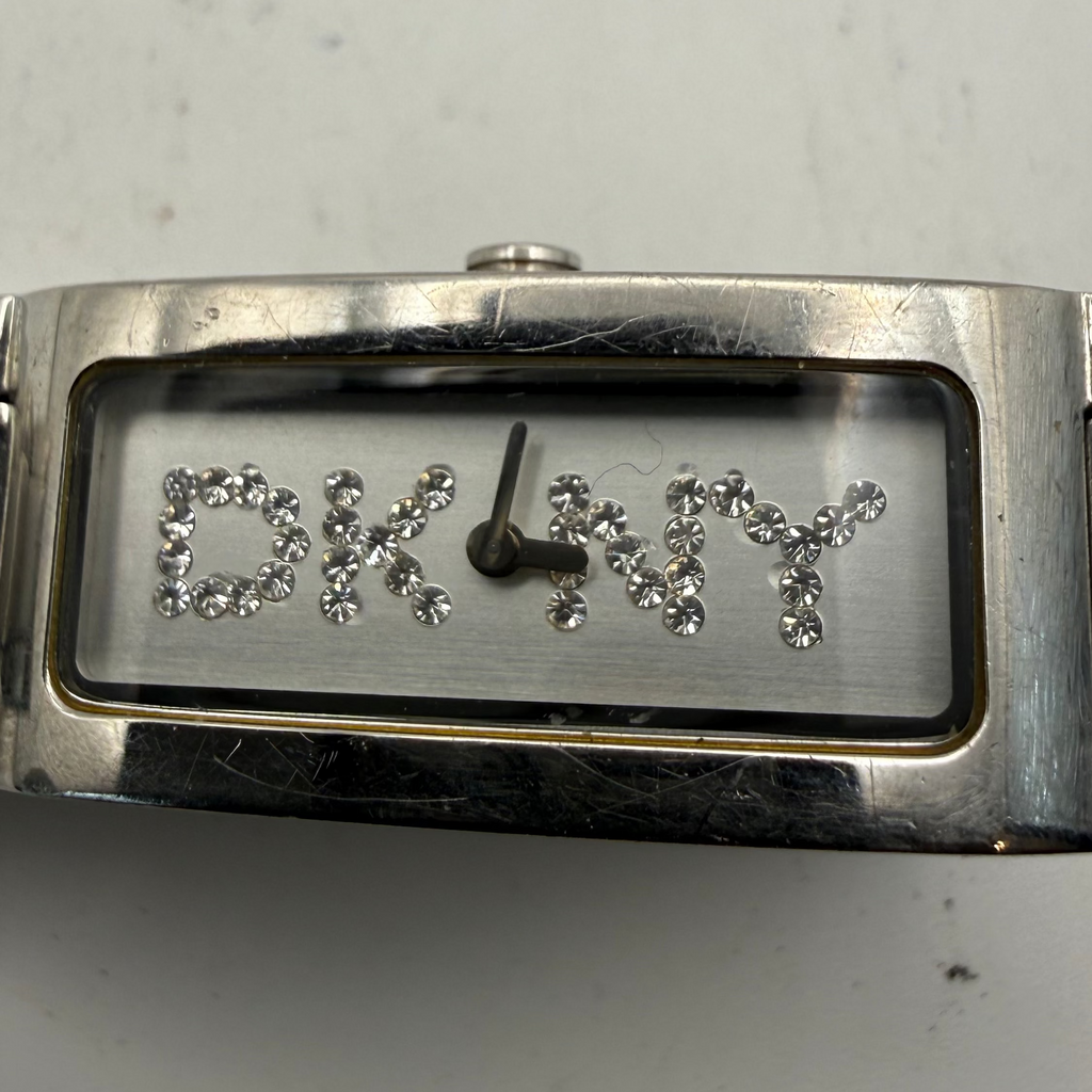 DKNY Ladies Crystal Logo Bracelet Watch Silver Tone 16.5mm (Fully Tested and Working)- £25.00
