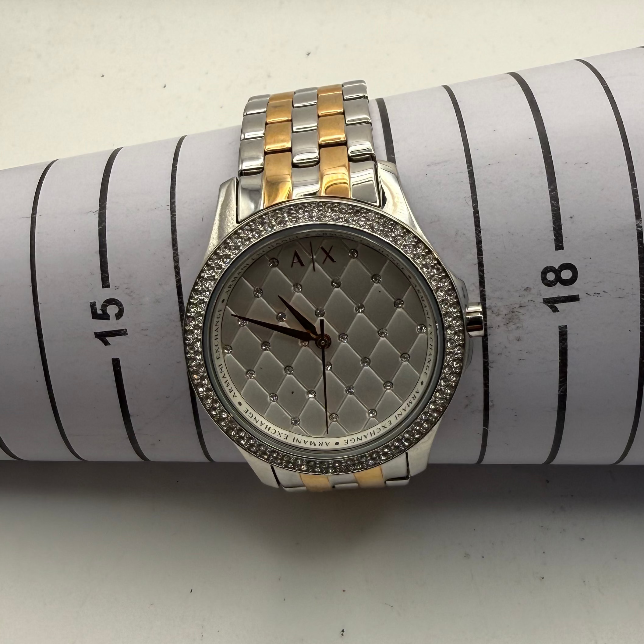 Armani Exchange AX Ladies Crystal Bezel Two Tone Watch 39mm (Fully Tested and Working)- £25.00