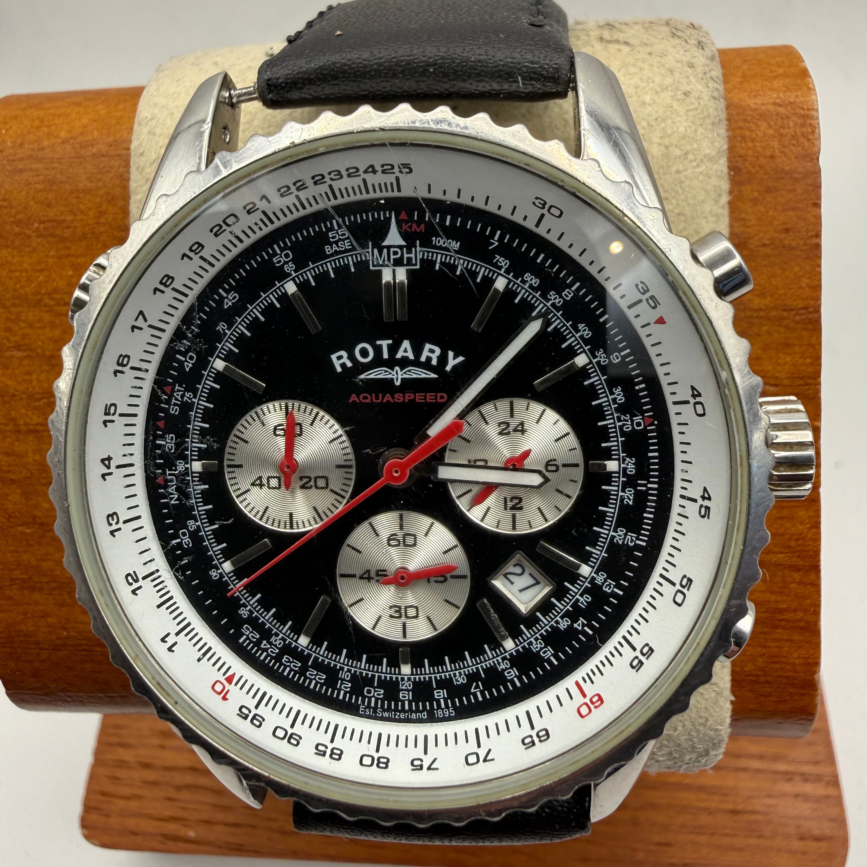 Rotary Aquaspeed Chronograph Date Black Dial 46mm Watch (Fully Tested and Working)- £70.00